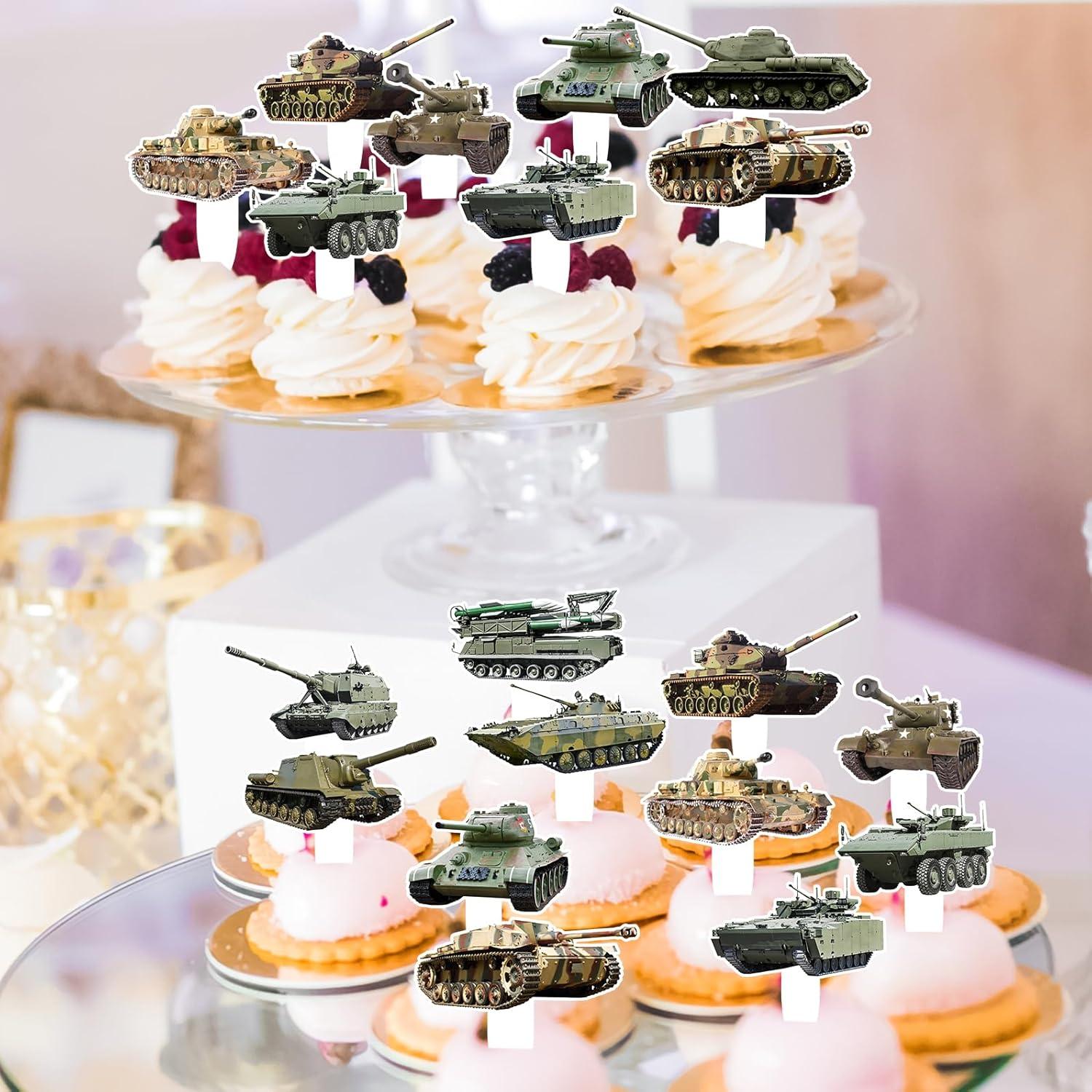 Juego de 24 Decoraciones para Cupcakes Militares LIANGSS