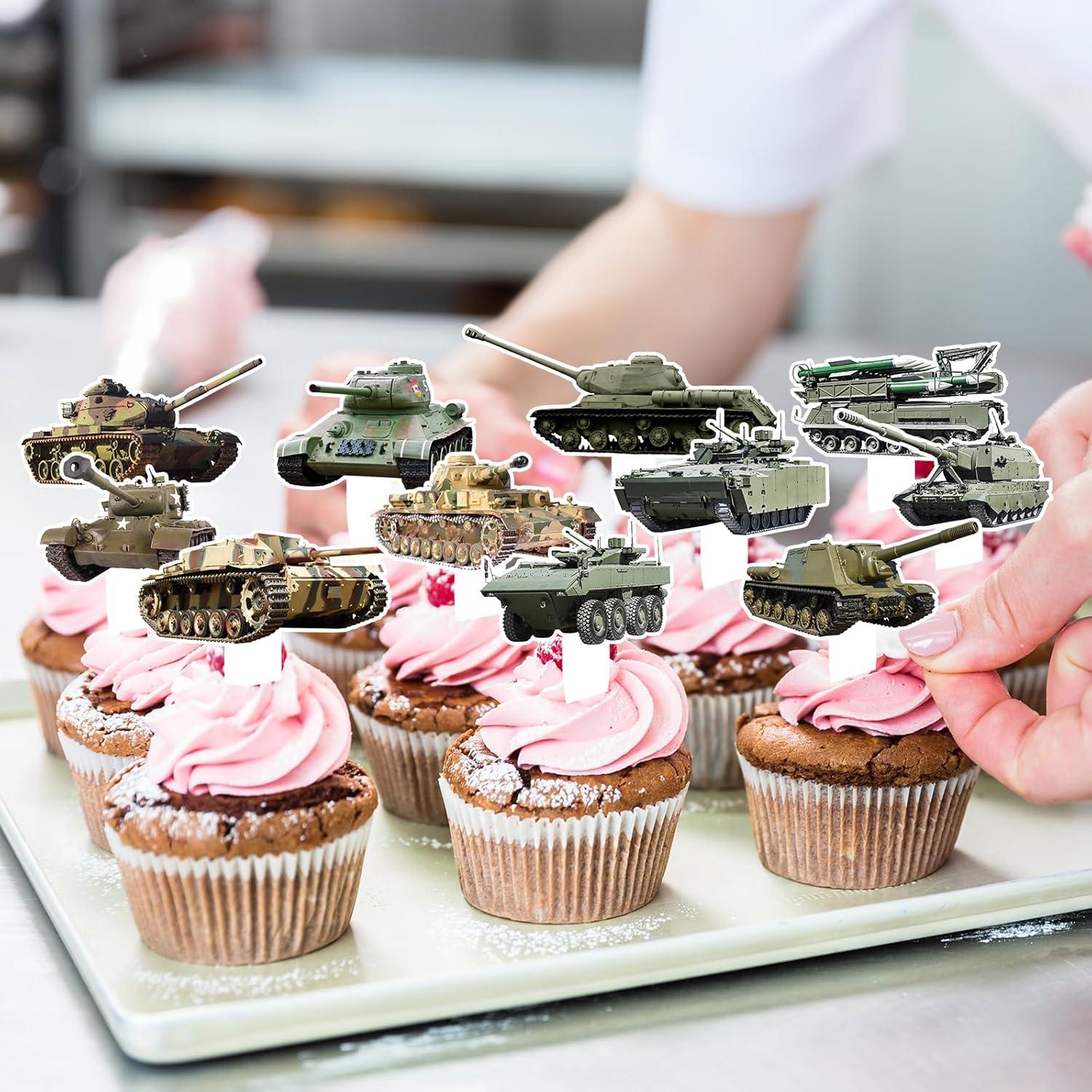 Juego de 24 Decoraciones para Cupcakes Militares LIANGSS