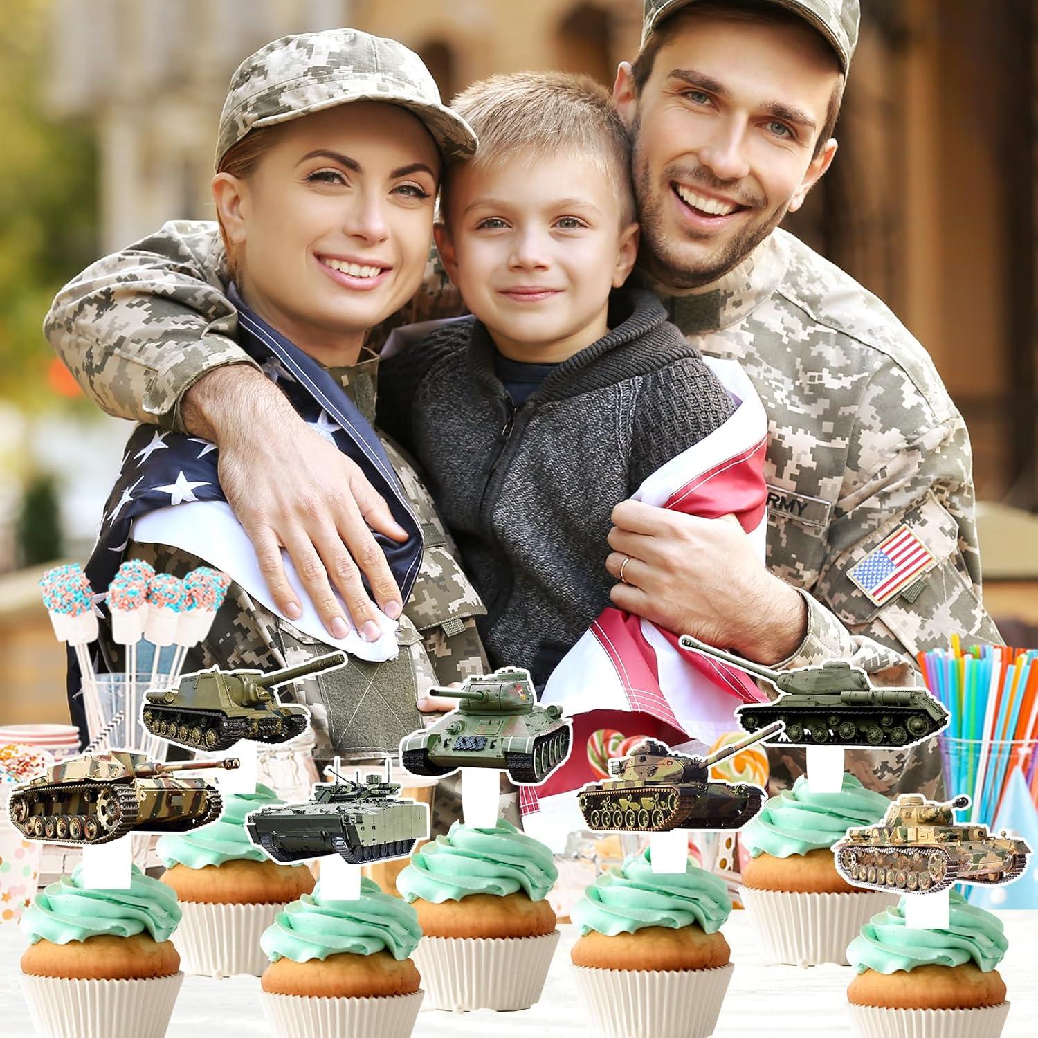 Juego de 24 Decoraciones para Cupcakes Militares LIANGSS