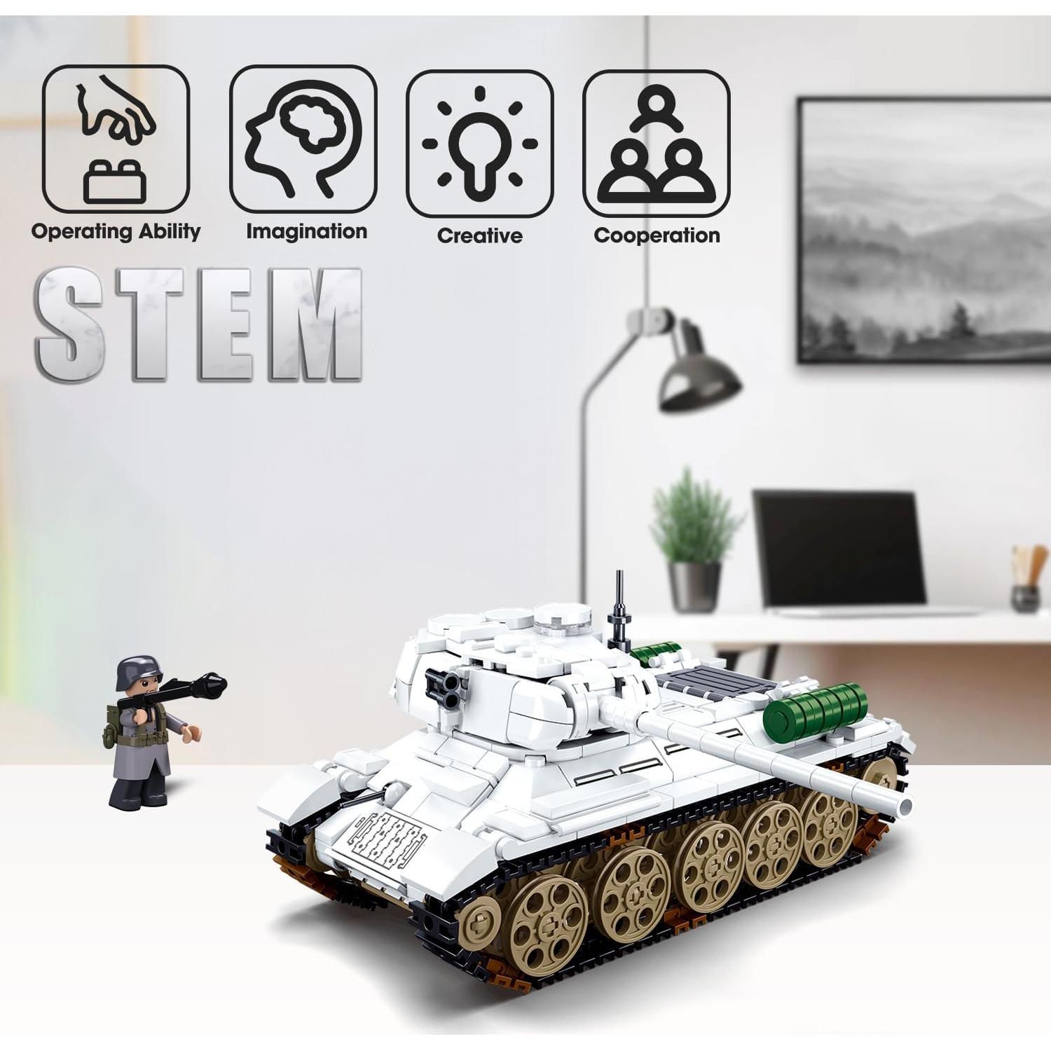 Set de Construcción Tanque T34-85 Sluban 518 Piezas con 2 Minifiguras