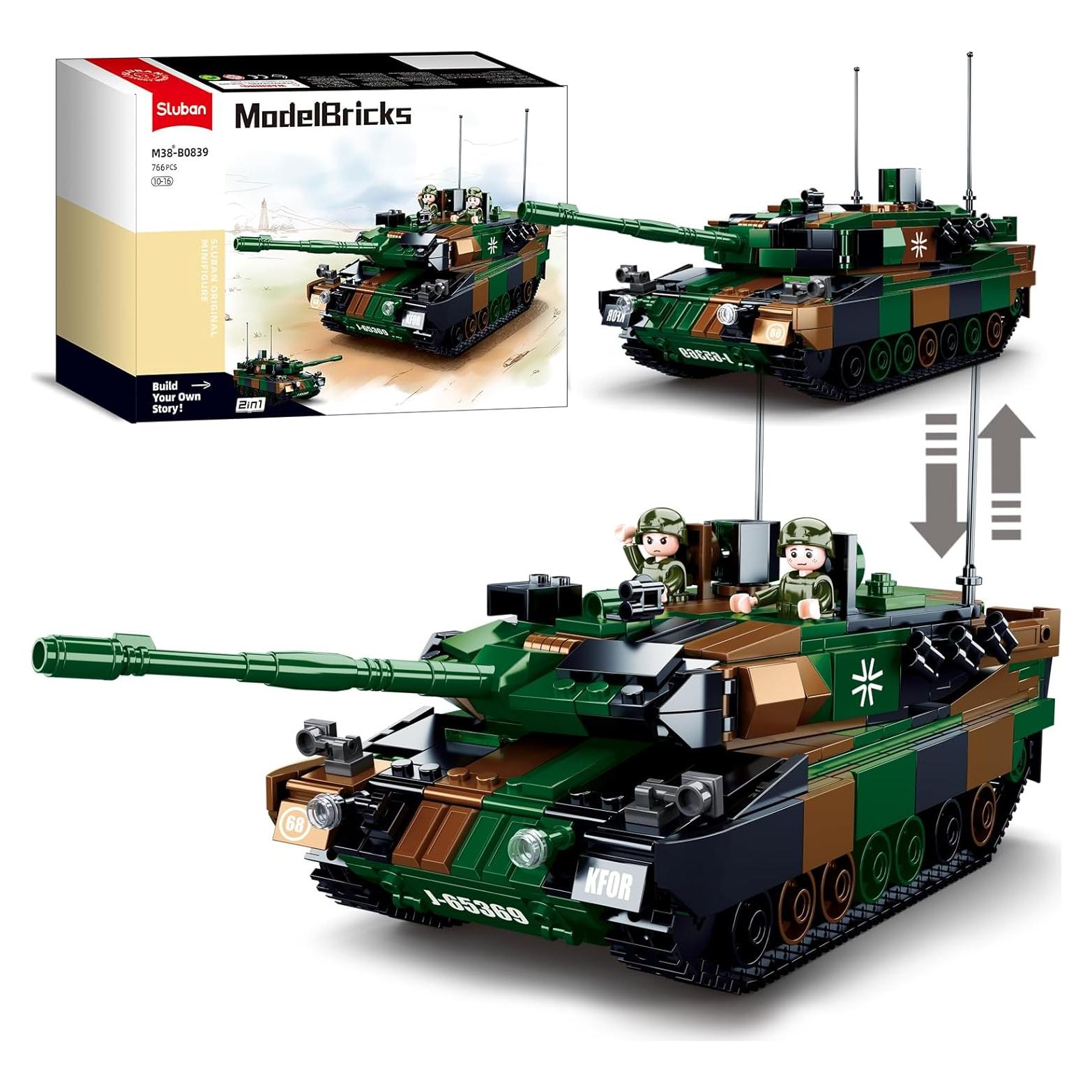 Tanque Militar Sluban Leopard 2A5/2A4 766 Piezas 2 Minifiguras