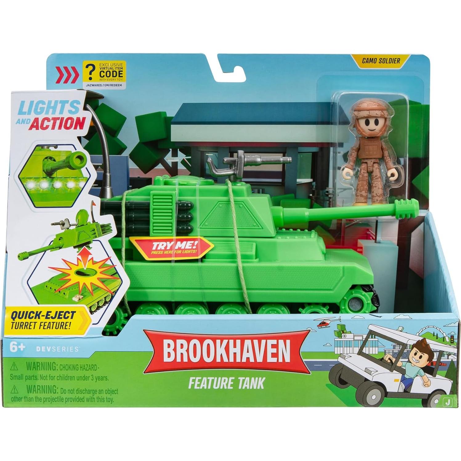 Tanque Brookhaven Jazwares 19 cm con luces y figura 7 cm