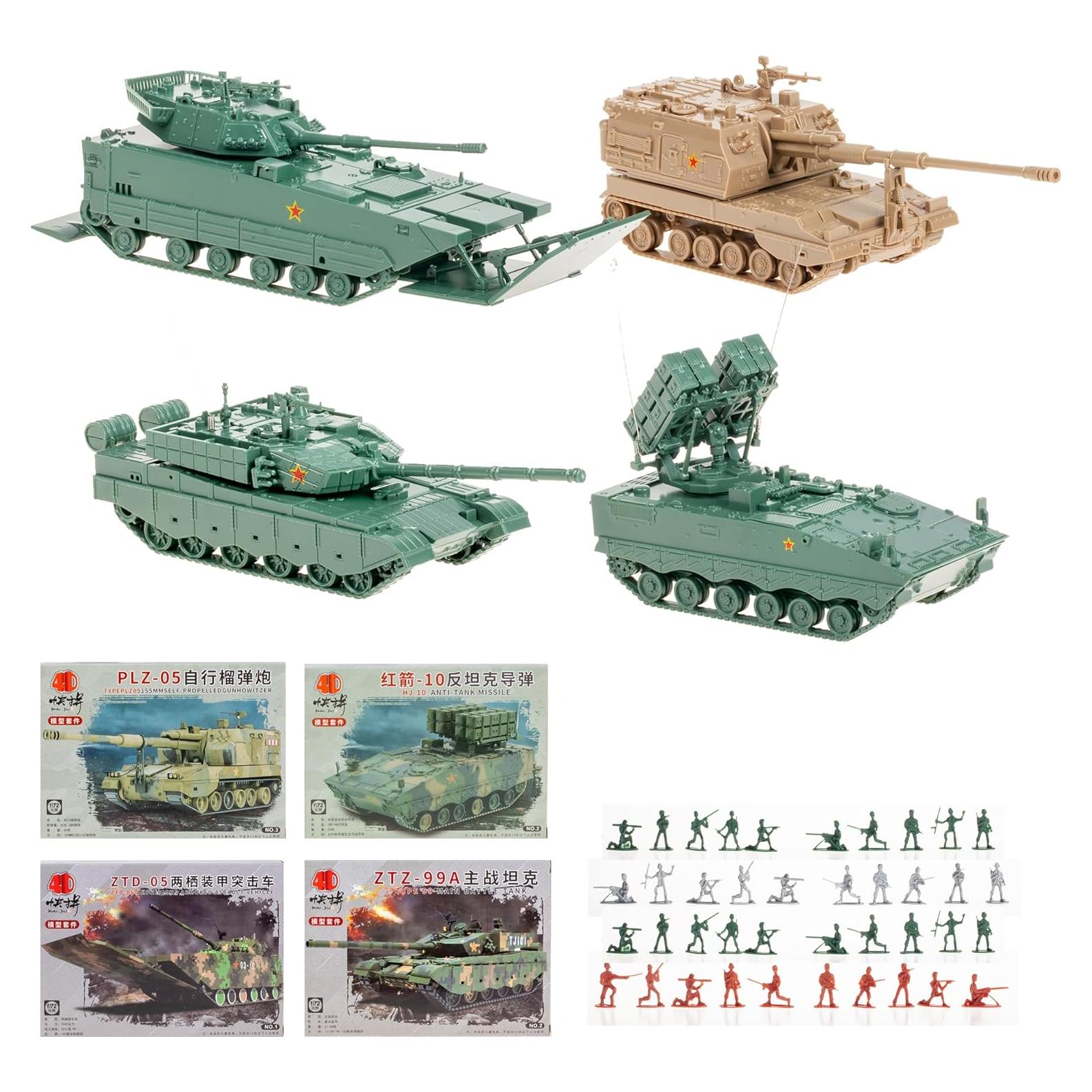 Juego de Modelos de Vehículos Militares 1:72 - 4D - ZTD-05, ZTZ-99A, HJ-10, PLZ-05