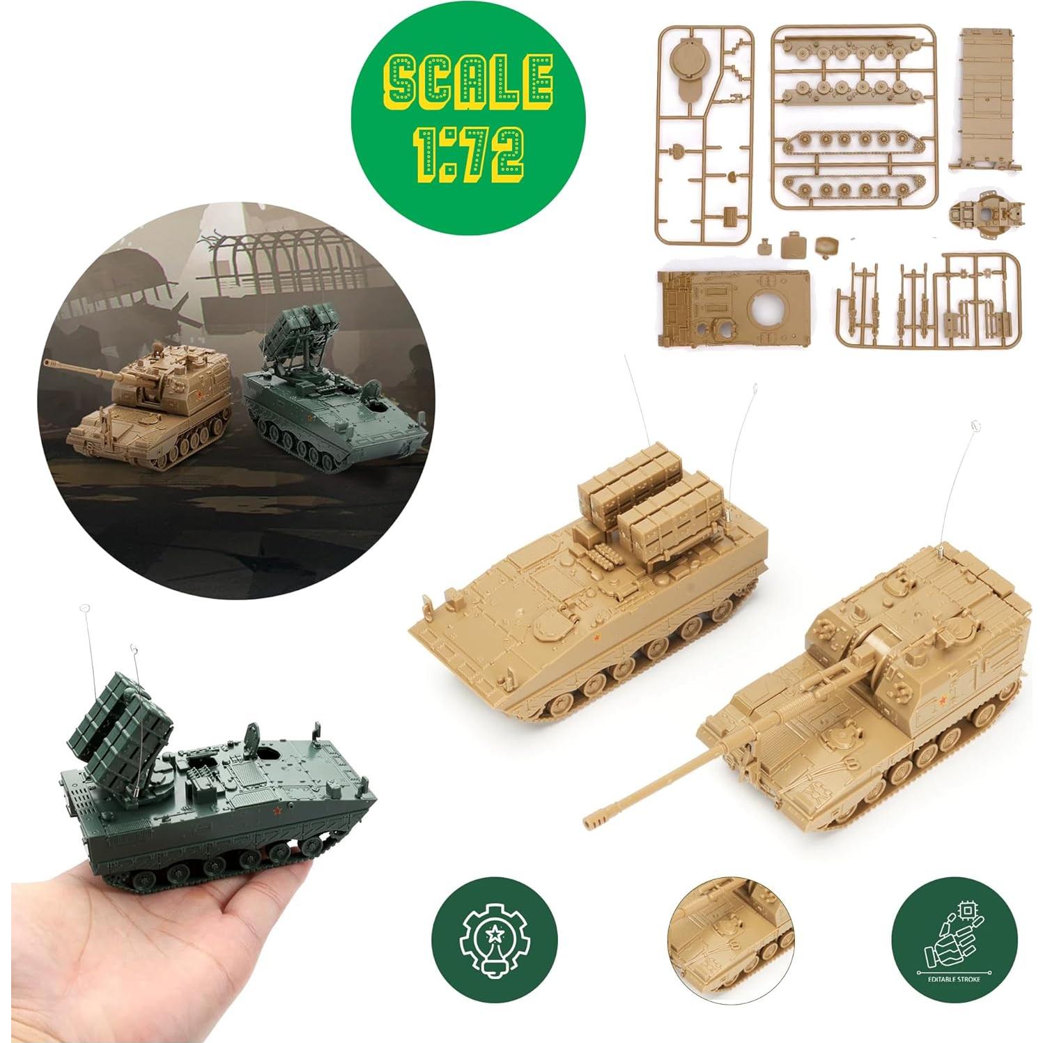 Juego de Modelos de Vehículos Militares 1:72 - 4D - ZTD-05, ZTZ-99A, HJ-10, PLZ-05