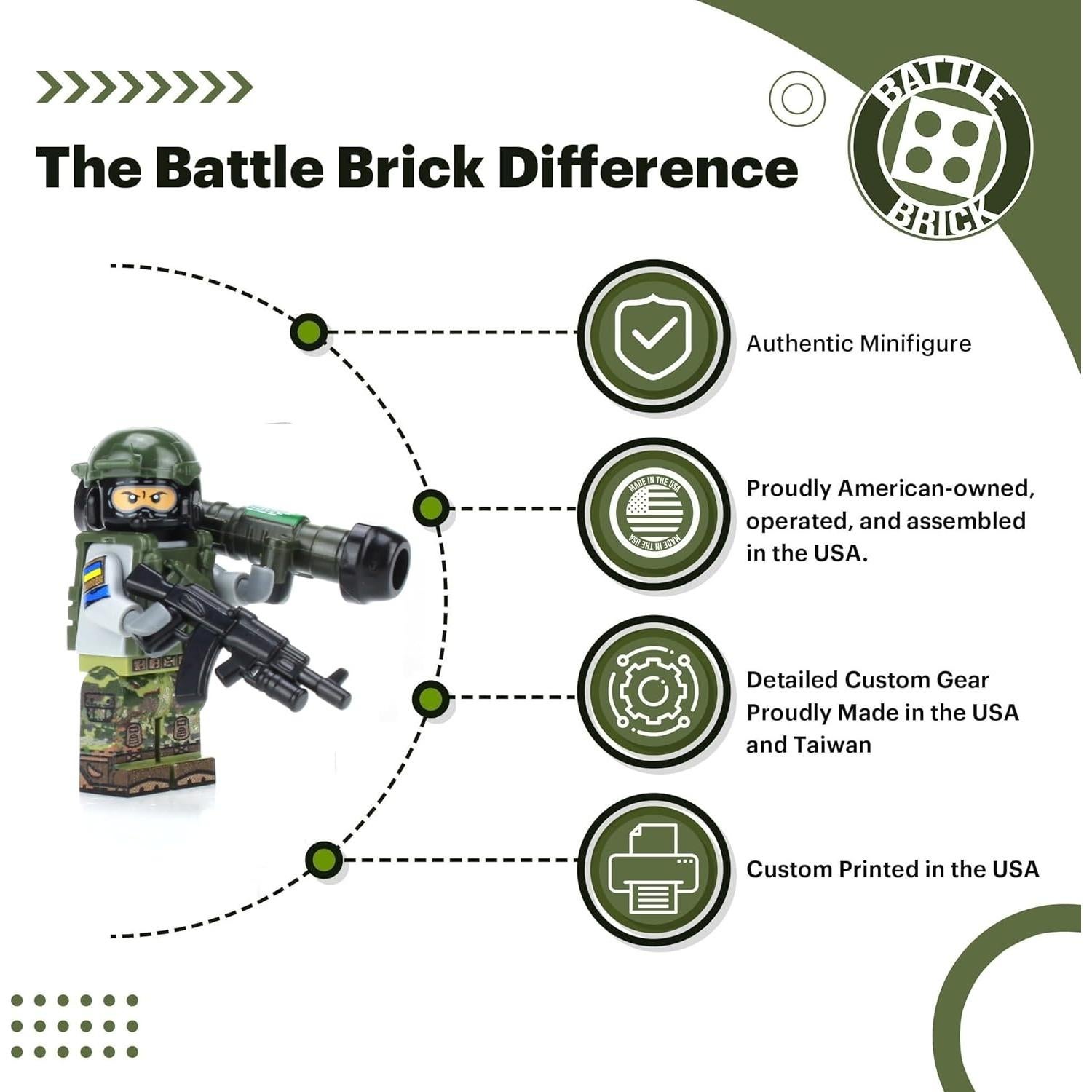 Minifigura Militar Ladrillo de Batalla Soldado Ucraniano