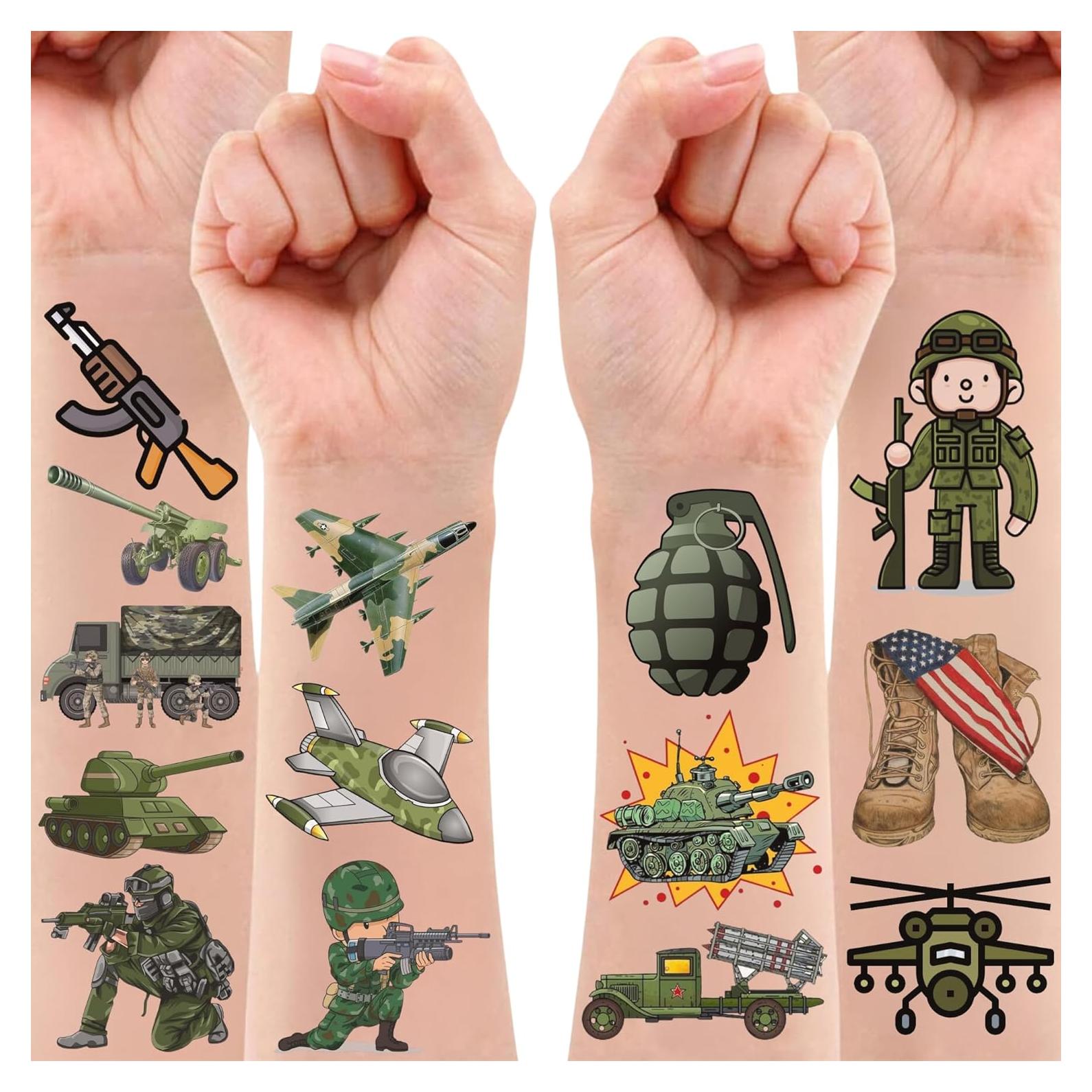 Tatuajes Temporales Militares Vnxcrafties - Decoración Fiesta