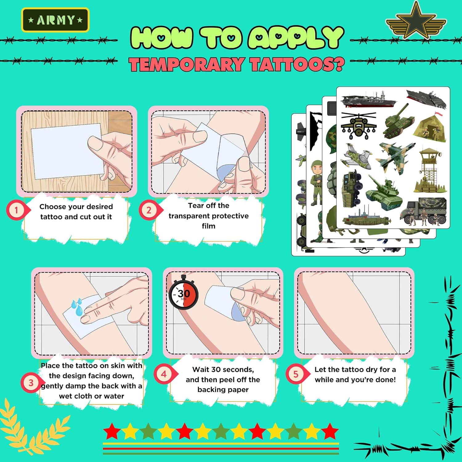 Tatuajes Temporales Militares Vnxcrafties - Decoración Fiesta