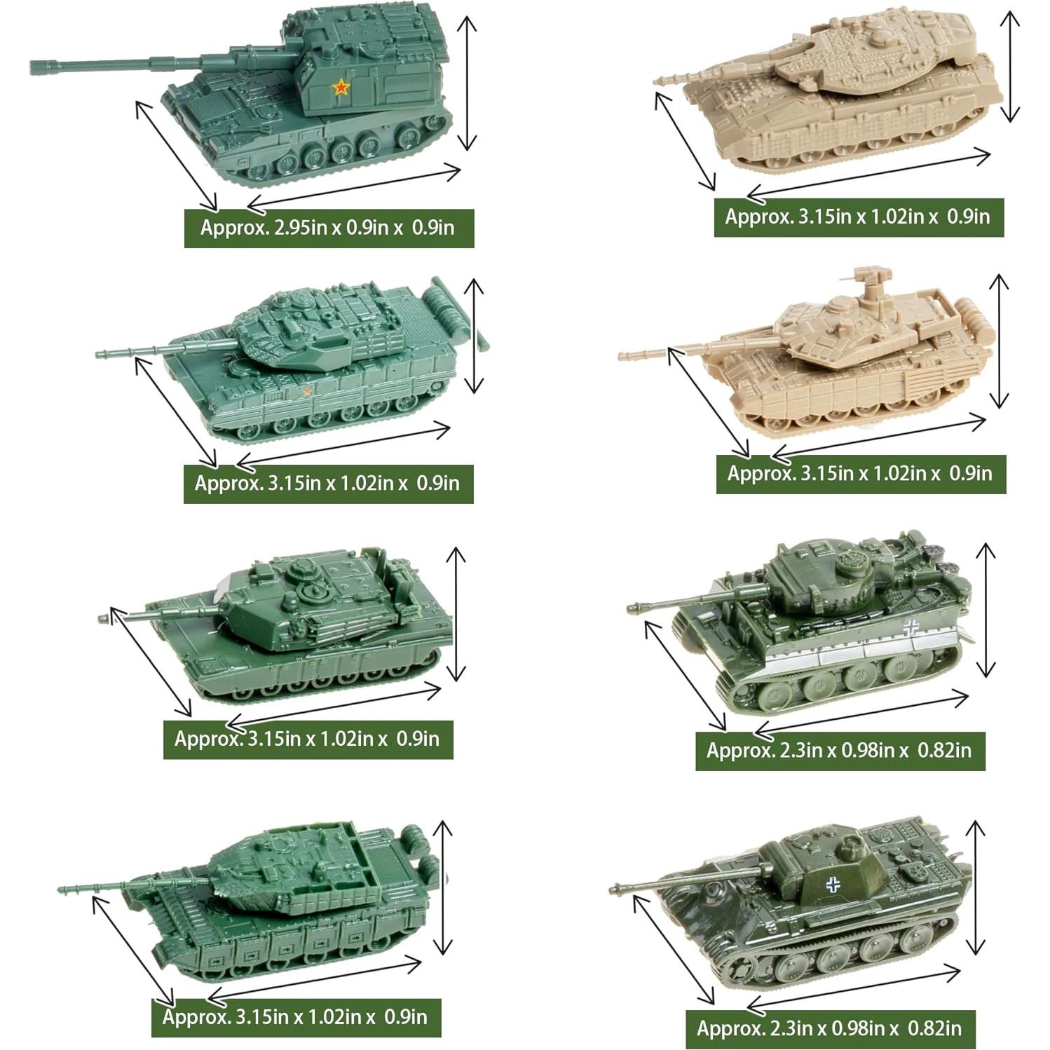 Juego de Tanques Mini 1:144 8 Piezas 4D T-90MS M1A2 Tiger