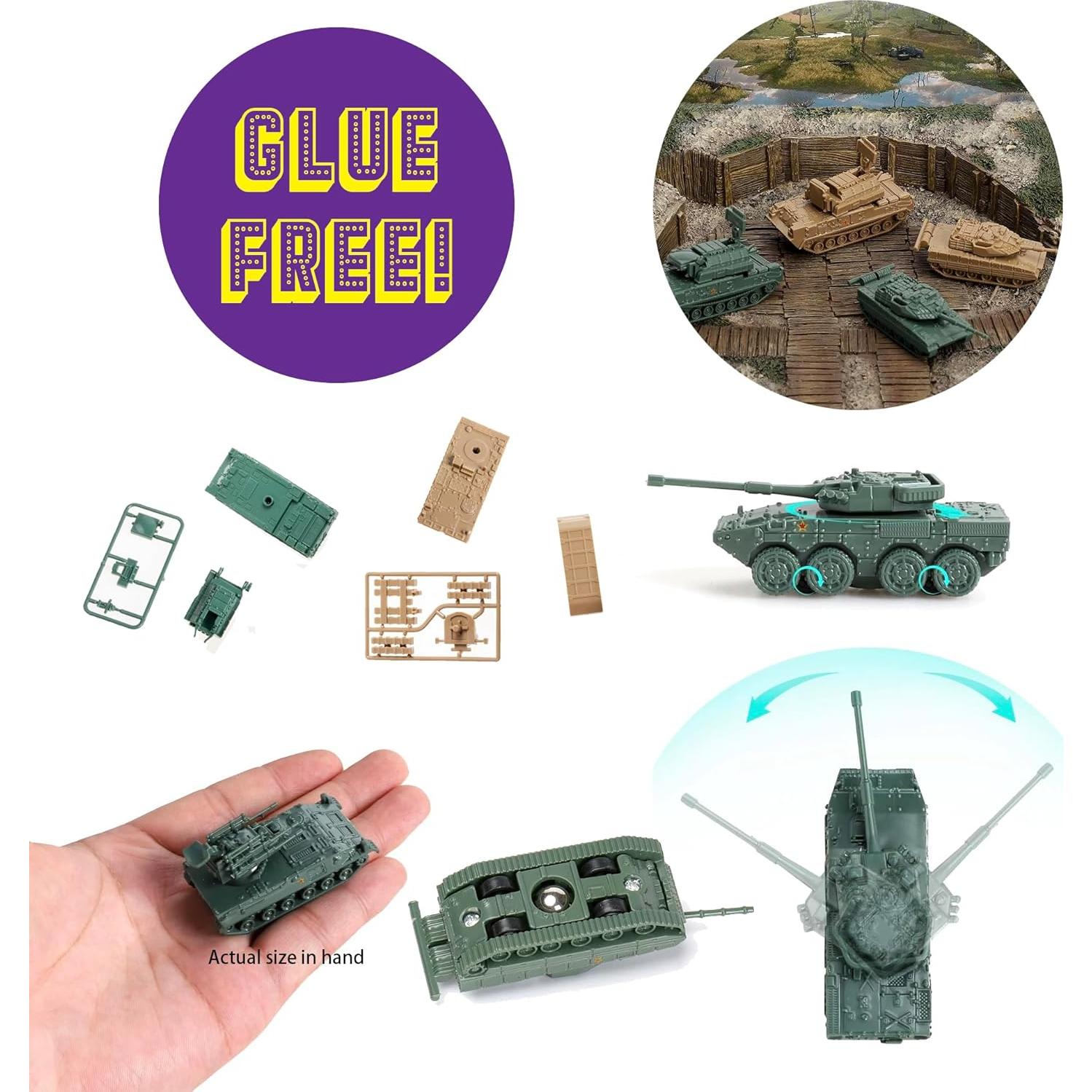 Juego de Tanques Mini 1:144 8 Piezas 4D T-90MS M1A2 Tiger
