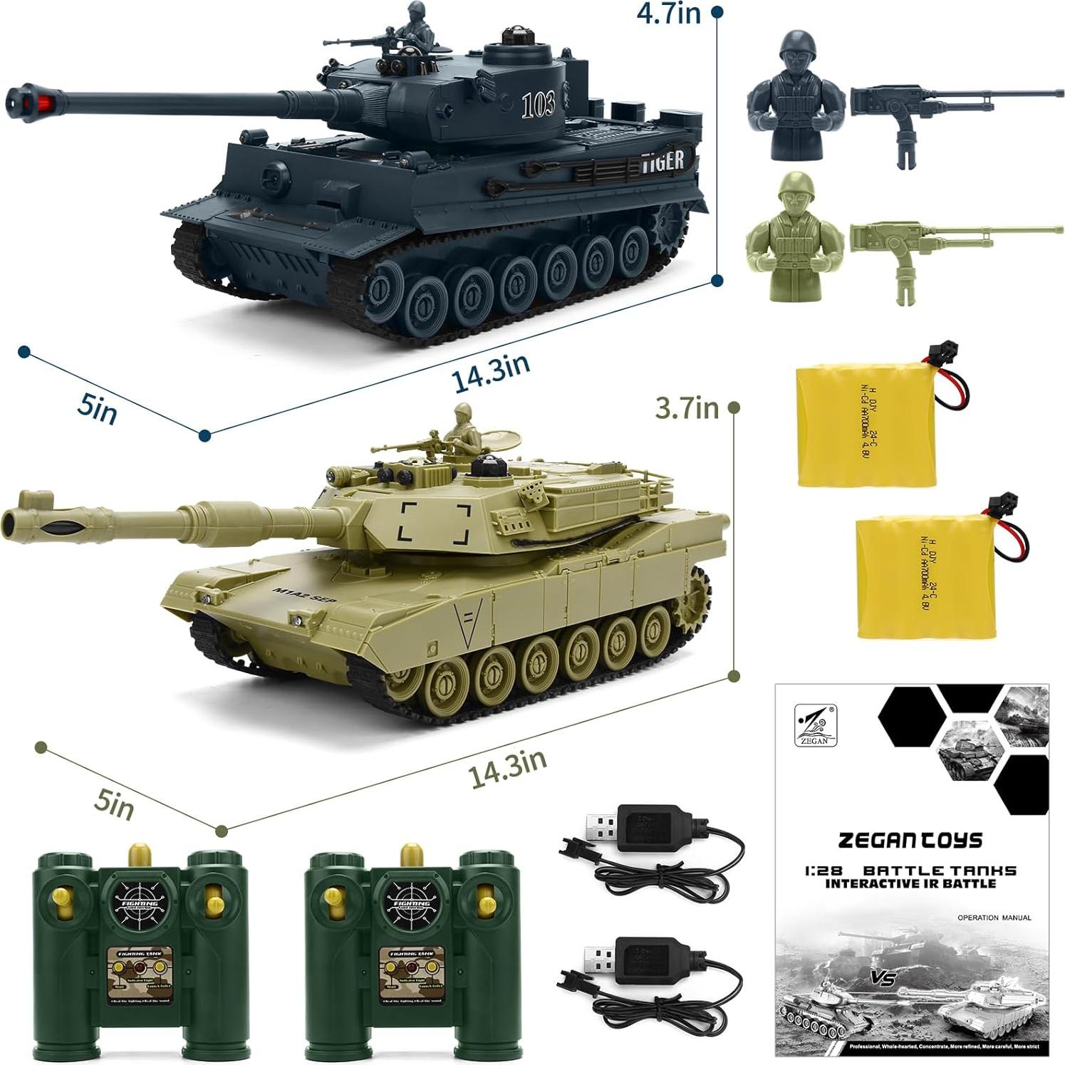 Conjunto de Tanques de Batalla RC JECAURS 1:28 M1A2 y Tigre