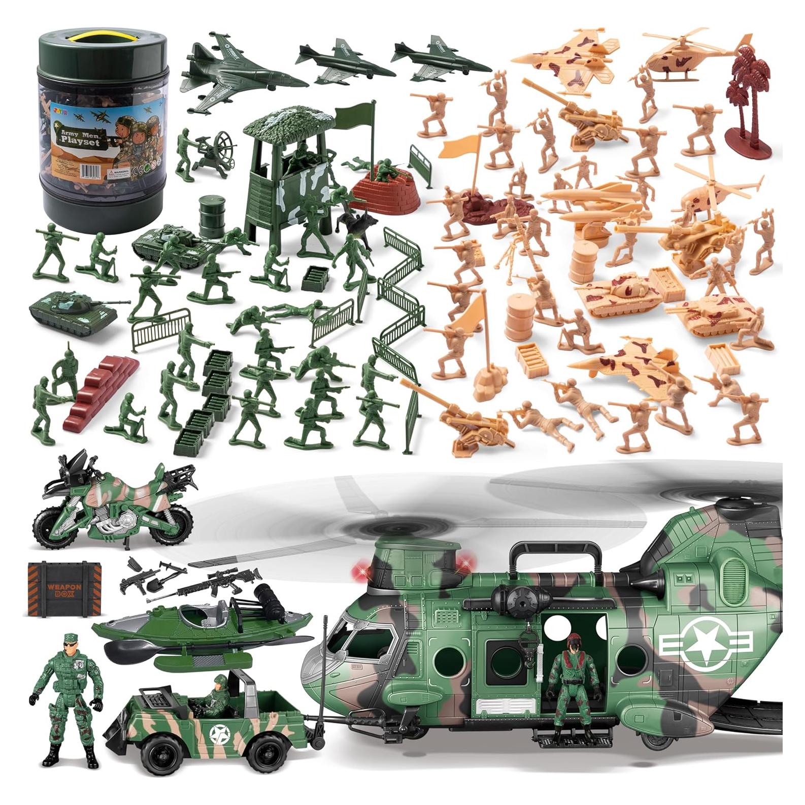 Juego de Soldados Militares 164 Piezas + Helicóptero 10 en 1