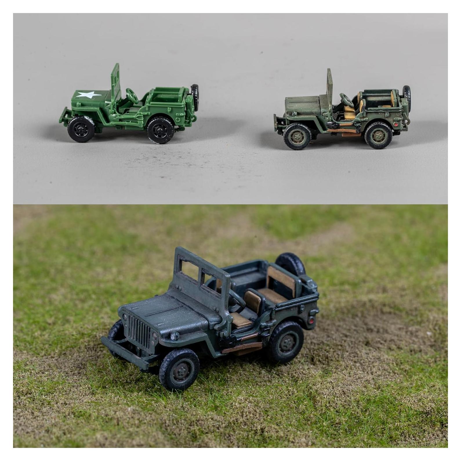 Kit de Modelo Willys Jeep 1:72 con Remolque y 20 Figuras