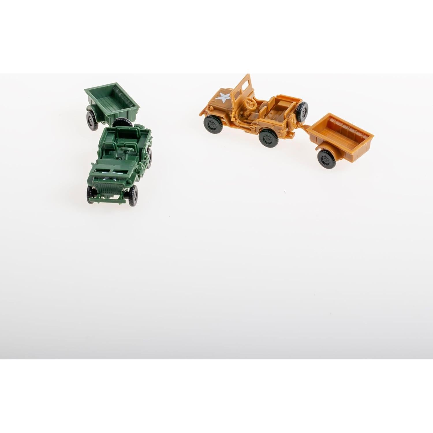 Kit de Modelo Willys Jeep 1:72 con Remolque y 20 Figuras