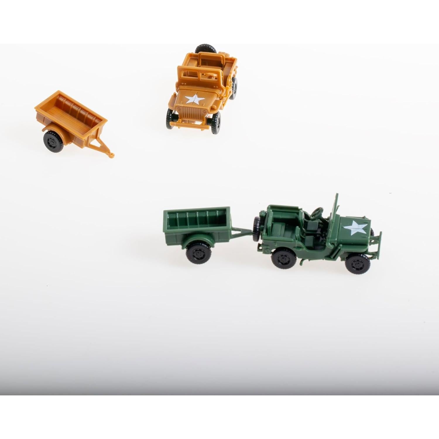 Kit de Modelo Willys Jeep 1:72 con Remolque y 20 Figuras