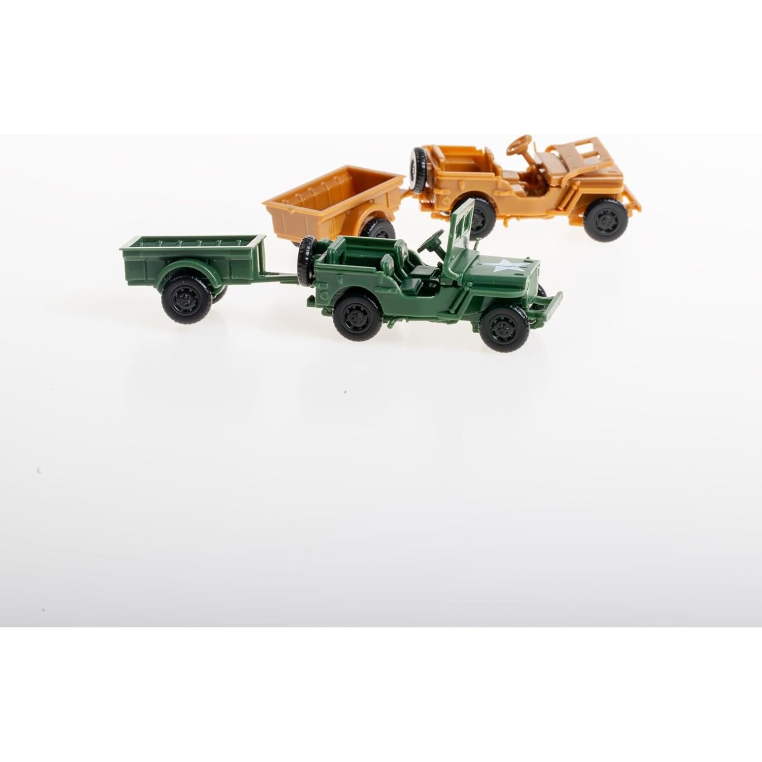 Kit de Modelo Willys Jeep 1:72 con Remolque y 20 Figuras