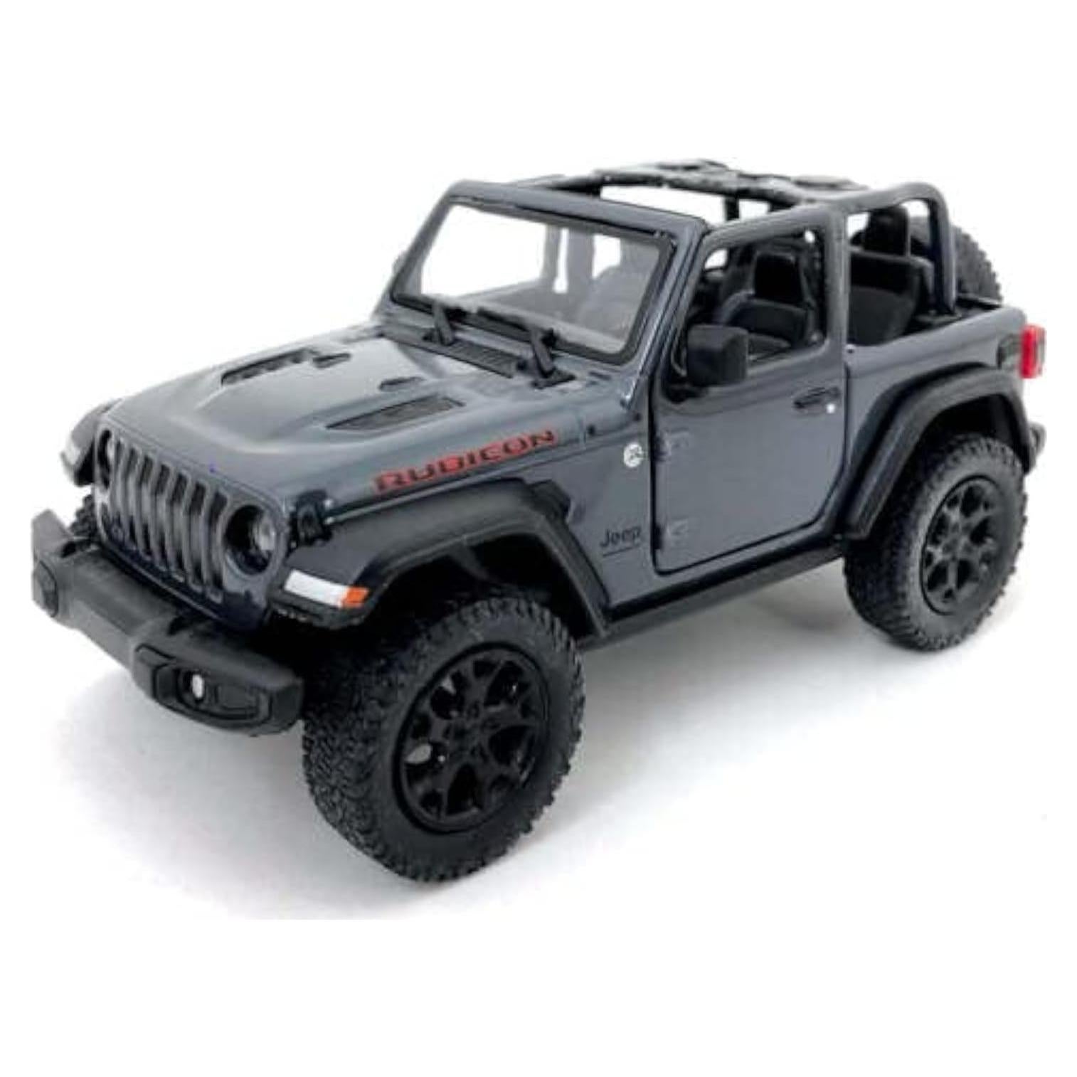 Jeep Wrangler Rubicon 2018 Gris Convertible 1:34 Kinsmart