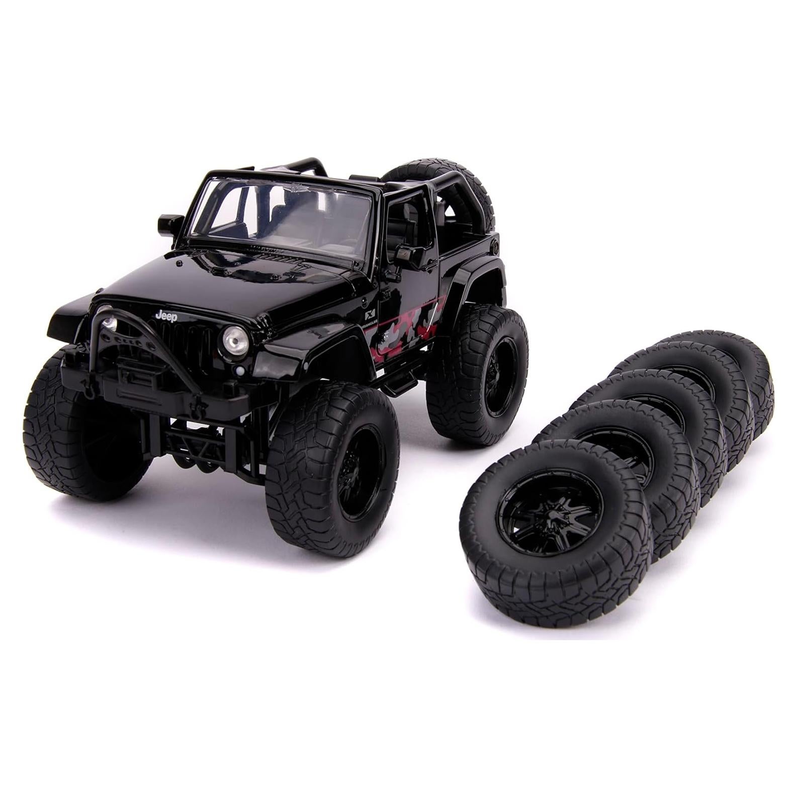 Jada Toys Jeep Wrangler 2007 Negro/Rosa Camo 1:24 Die-cast
