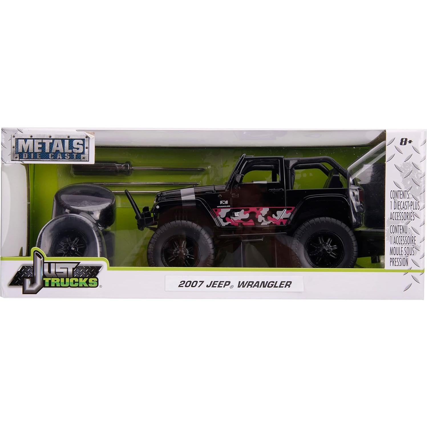 Jada Toys Jeep Wrangler 2007 Negro/Rosa Camo 1:24 Die-cast