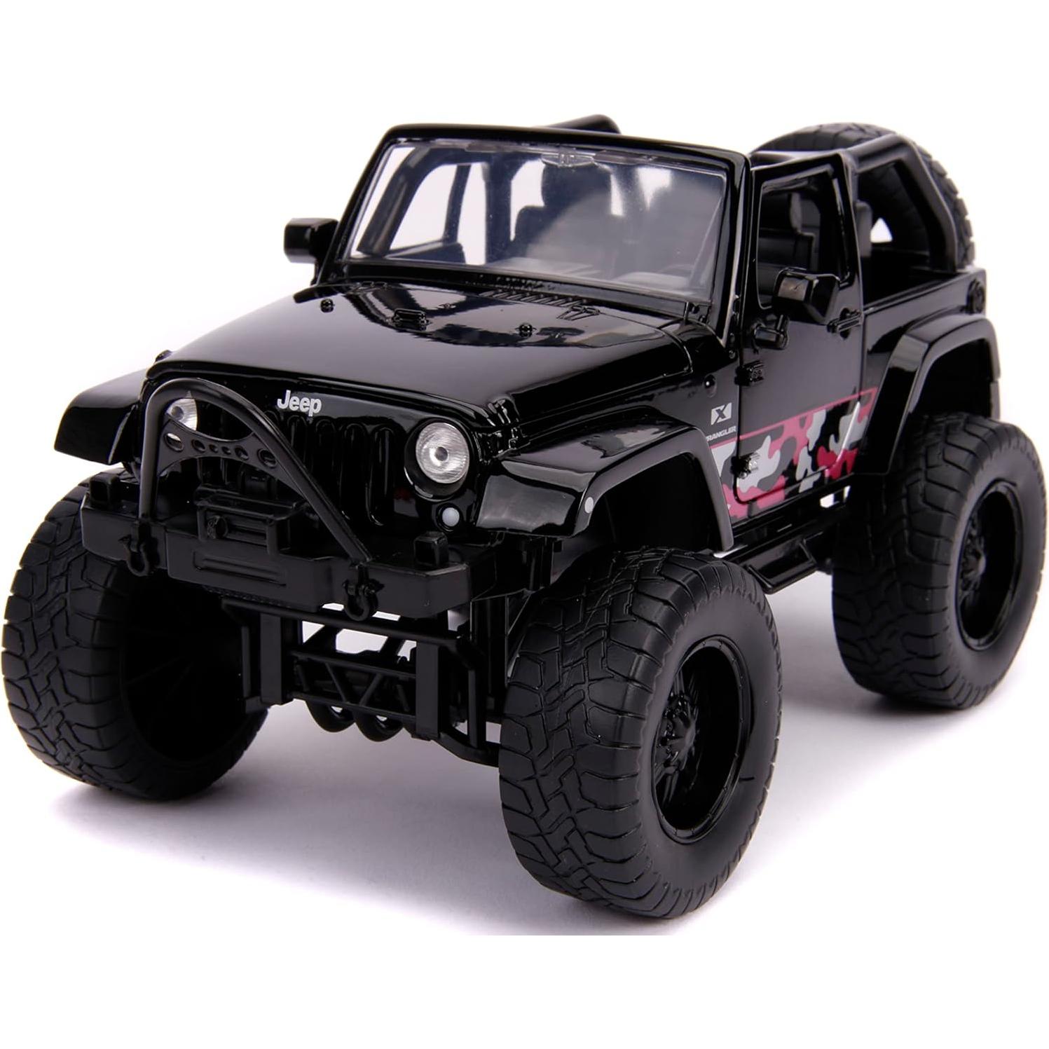 Jada Toys Jeep Wrangler 2007 Negro/Rosa Camo 1:24 Die-cast