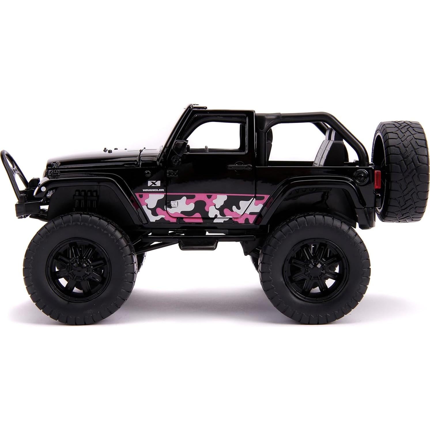 Jada Toys Jeep Wrangler 2007 Negro/Rosa Camo 1:24 Die-cast