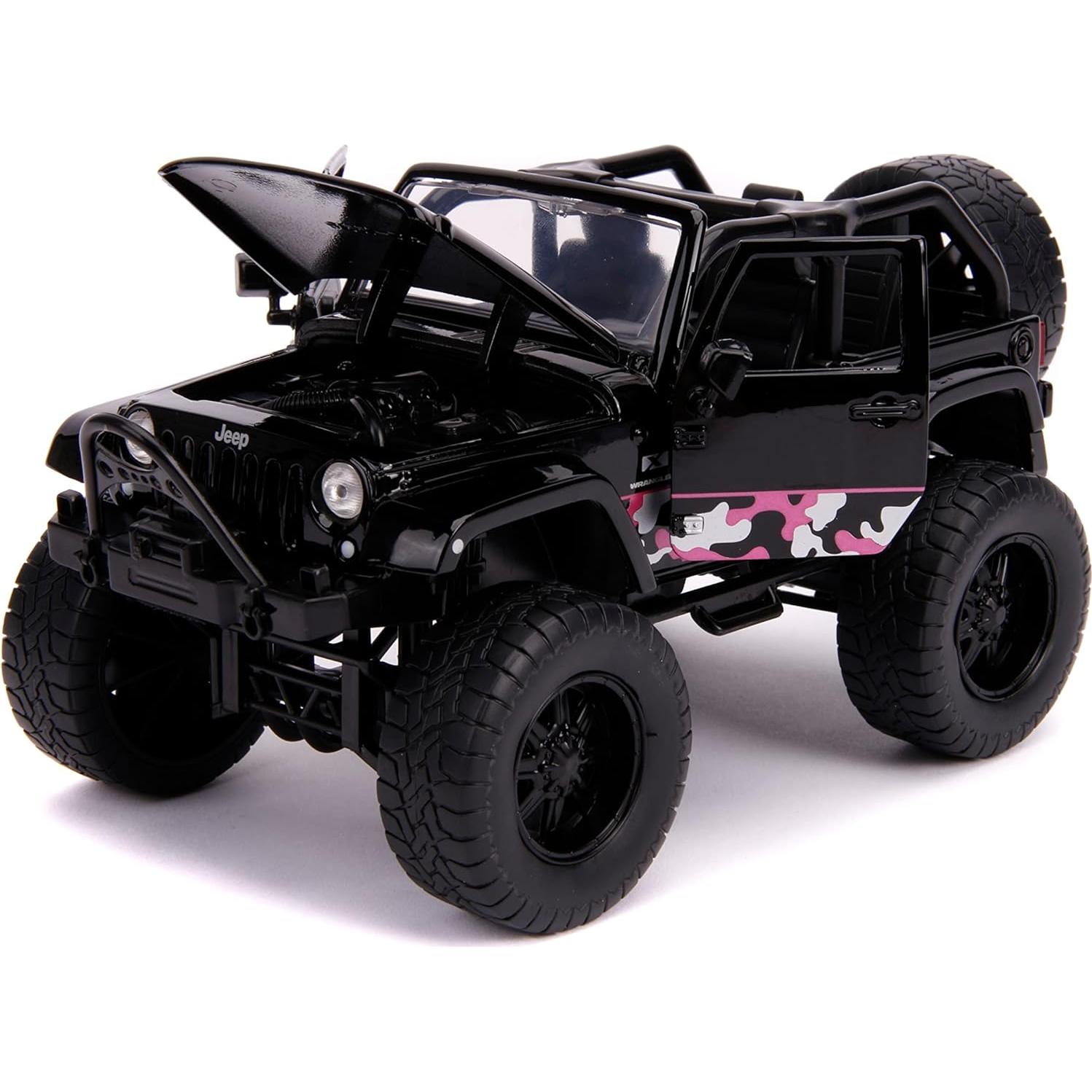 Jada Toys Jeep Wrangler 2007 Negro/Rosa Camo 1:24 Die-cast