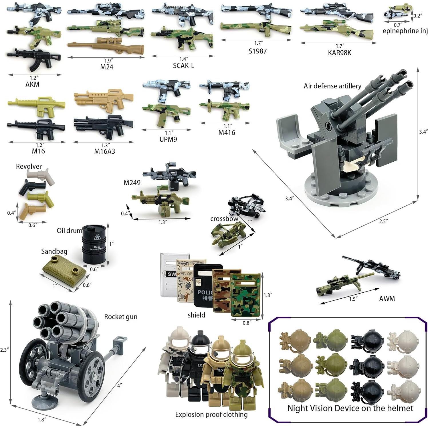 Paquete de Accesorios de Armas Militares ALEYOOTECHE 350+ Piezas