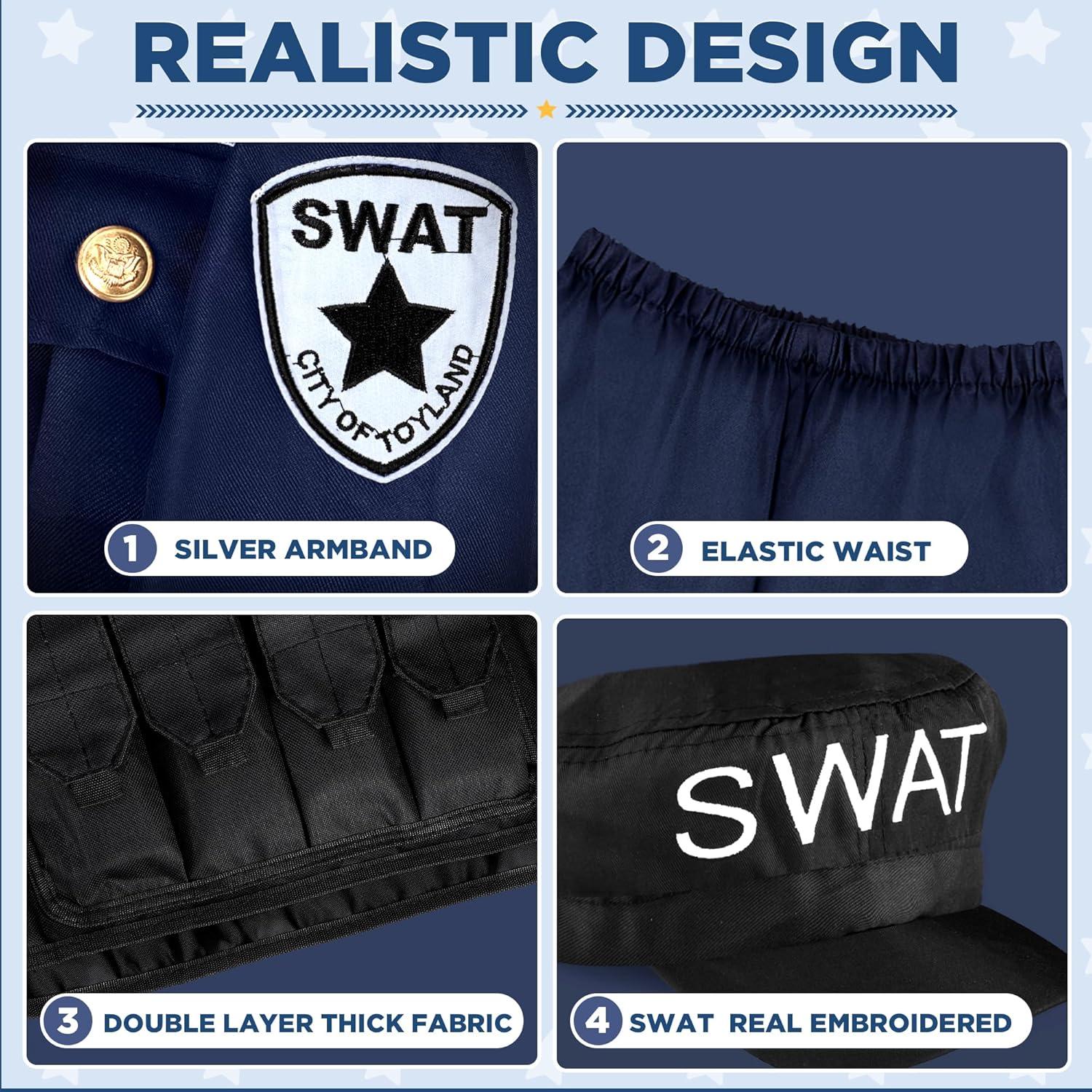 Disfraz de Policía SWAT Luucio para Niños - Talla Mediana (5-7 Años)