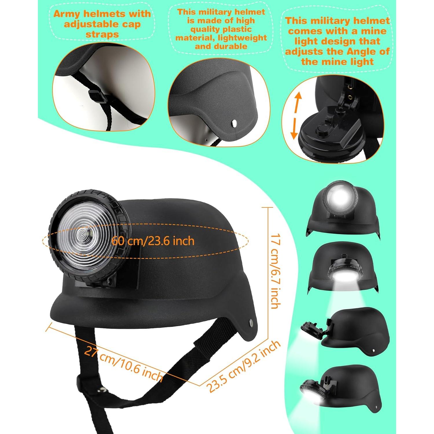 Casco Militar de Plástico Cotiny 2 Piezas Verde para Adultos y Niños