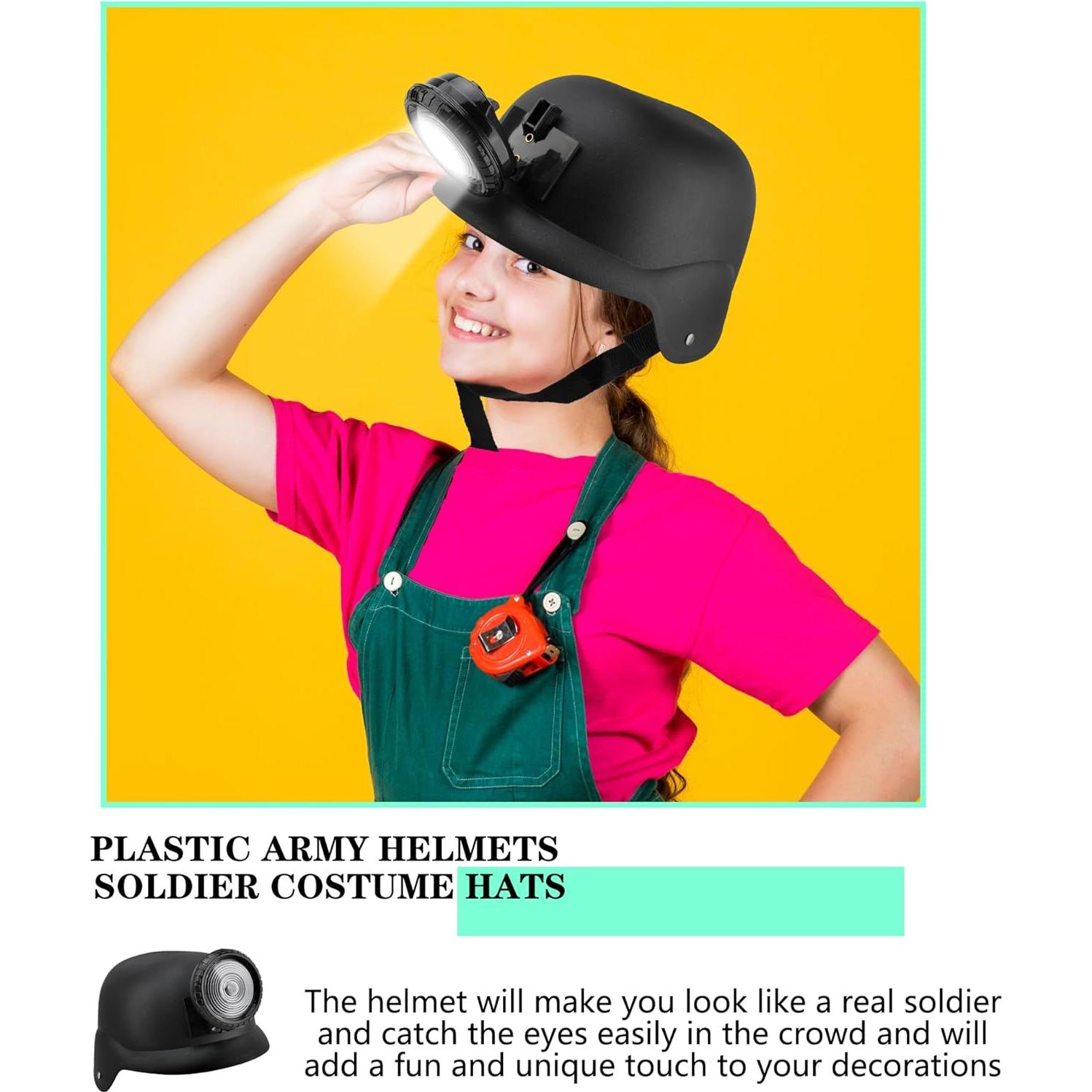 Casco Militar de Plástico Cotiny 2 Piezas Verde para Adultos y Niños