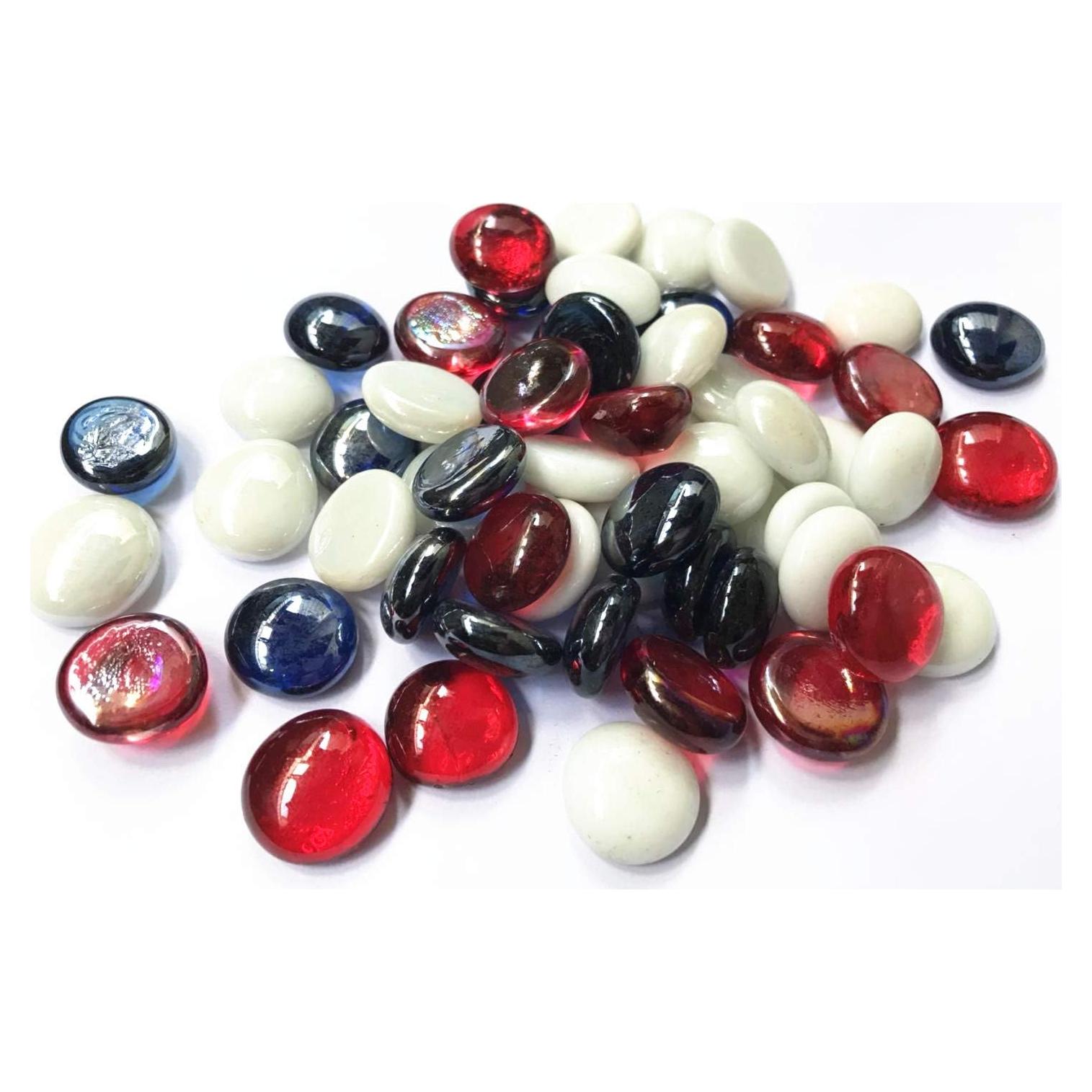 Piedras de vidrio decorativas 0,91 kg - Rojo, Blanco y Azul