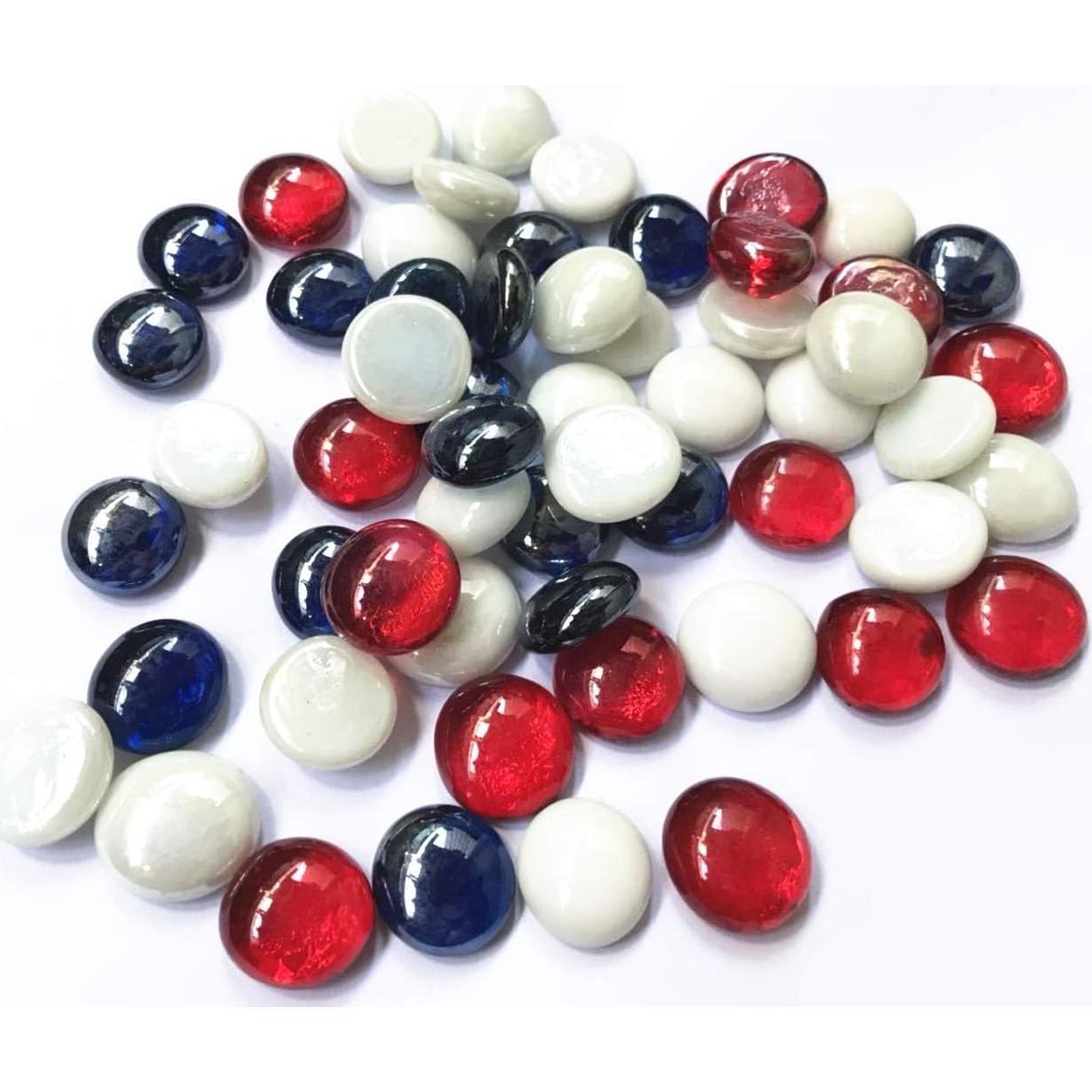 Piedras de vidrio decorativas 0,91 kg - Rojo, Blanco y Azul