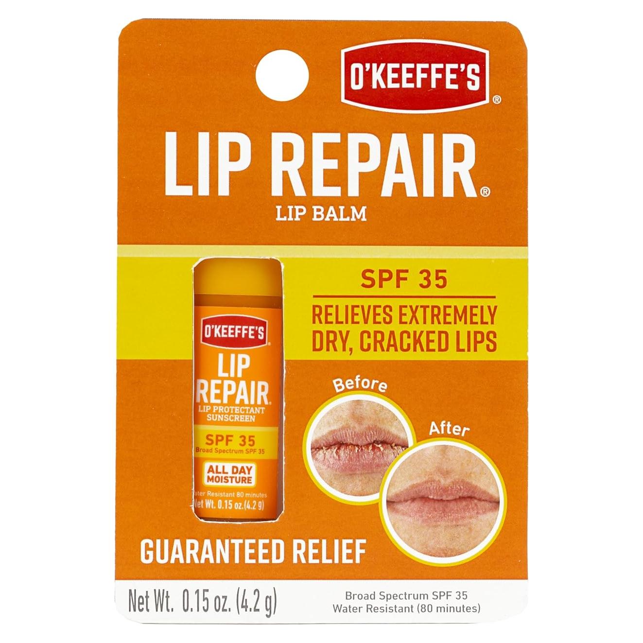 Bálsamo Labial O'Keeffe's Reparador SPF 35 - Hidratante 1 Paquete