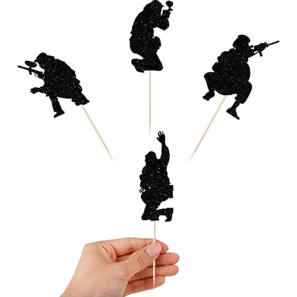 Decoraciones de Pastel Militar Yetxel - 12 Vasos de Papel Brillantes