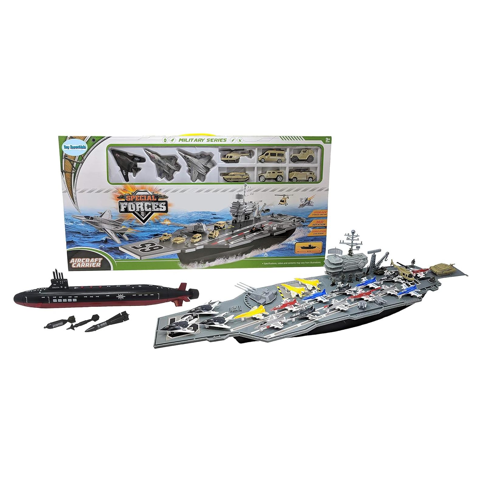 Barco Portaaviones Toy Essentials 33" con Submarino y 18 Jets