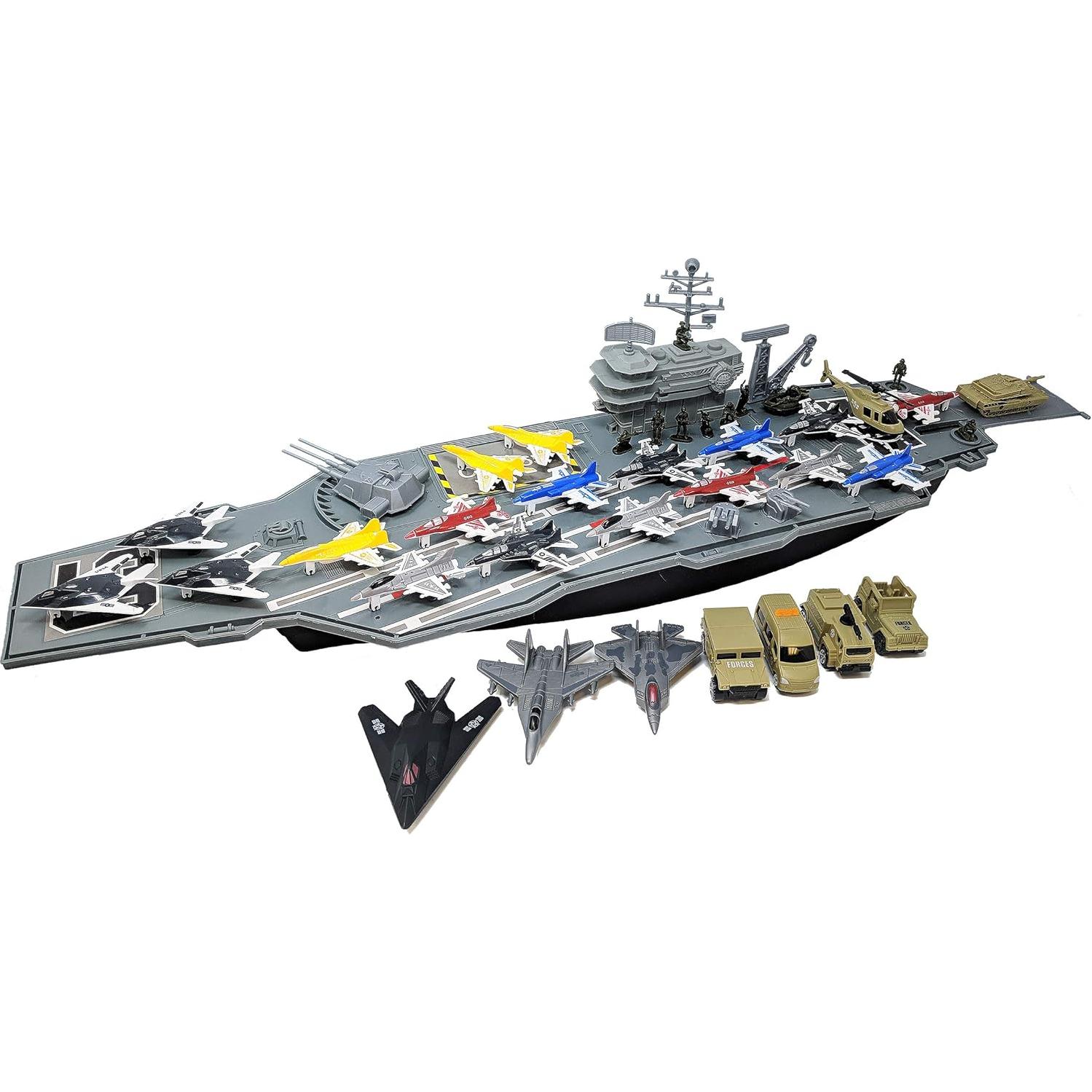 Barco Portaaviones Toy Essentials 33" con Submarino y 18 Jets