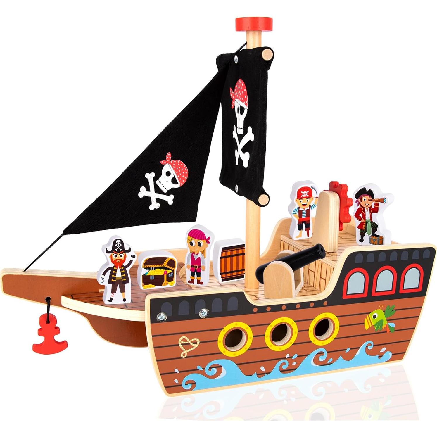 Juego de Barco Pirata de Madera ArtCreativity 40.6 cm - 4 Piratas
