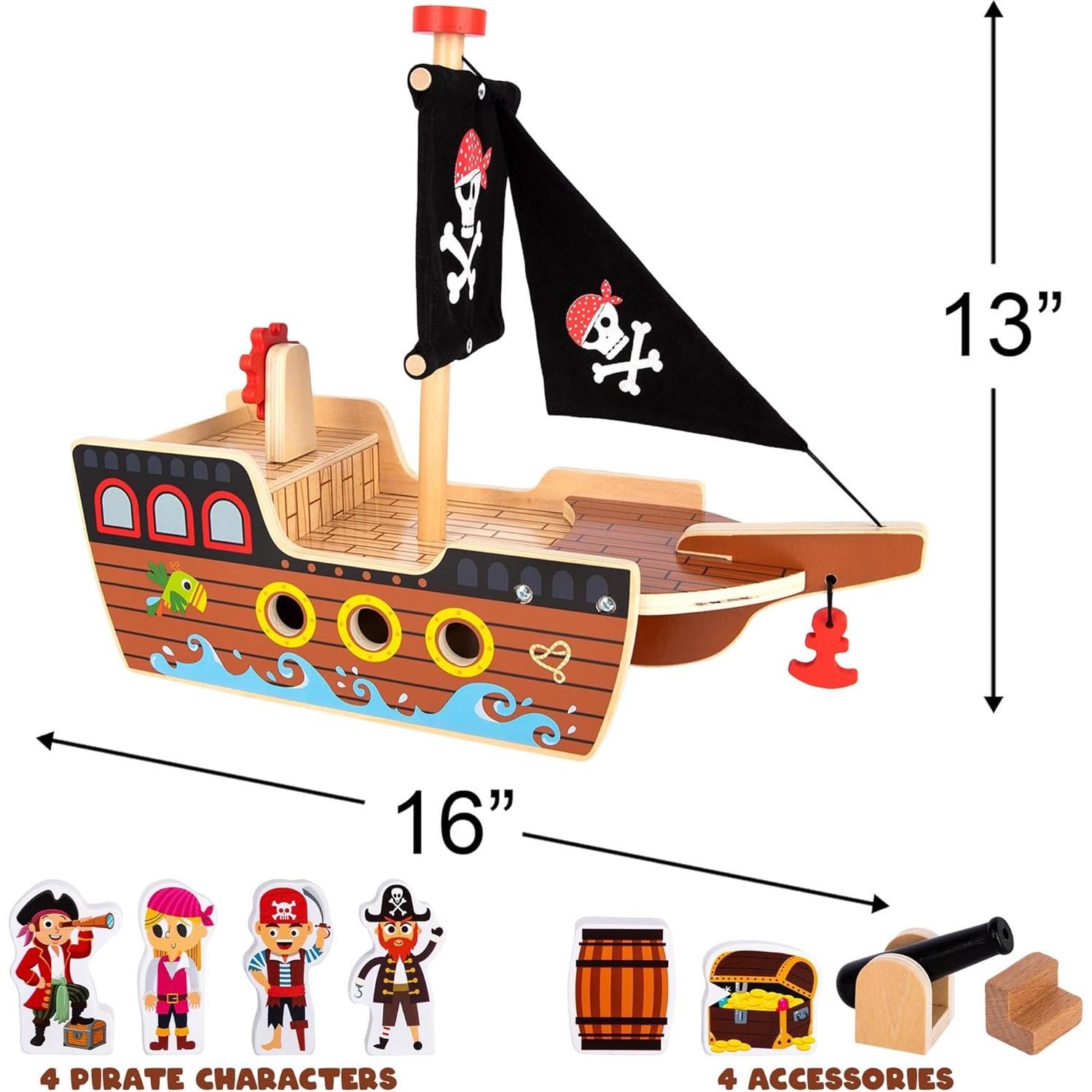 Juego de Barco Pirata de Madera ArtCreativity 40.6 cm - 4 Piratas