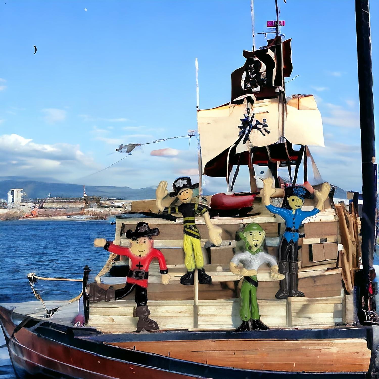 Figuras de Goma Flexibles Pirata ZU - Paquete de 12, 10 cm