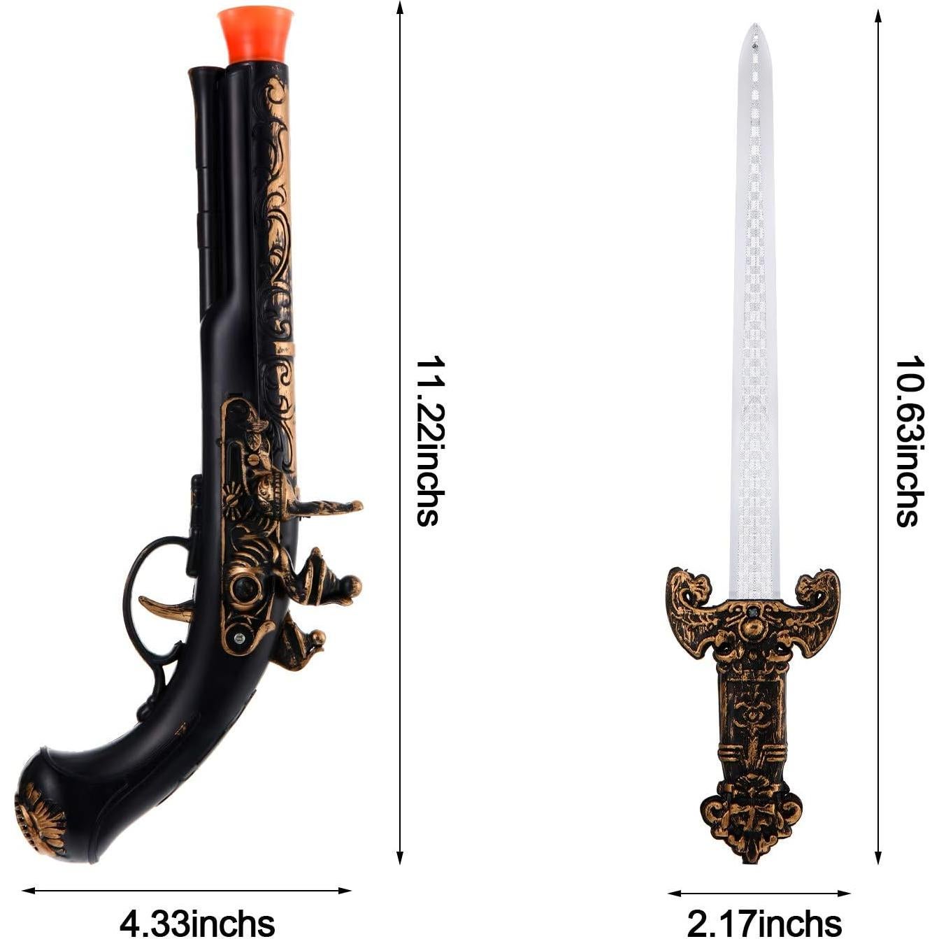 Conjunto de Accesorios de Pirata Boao - 2 Espadas y 2 Pistolas