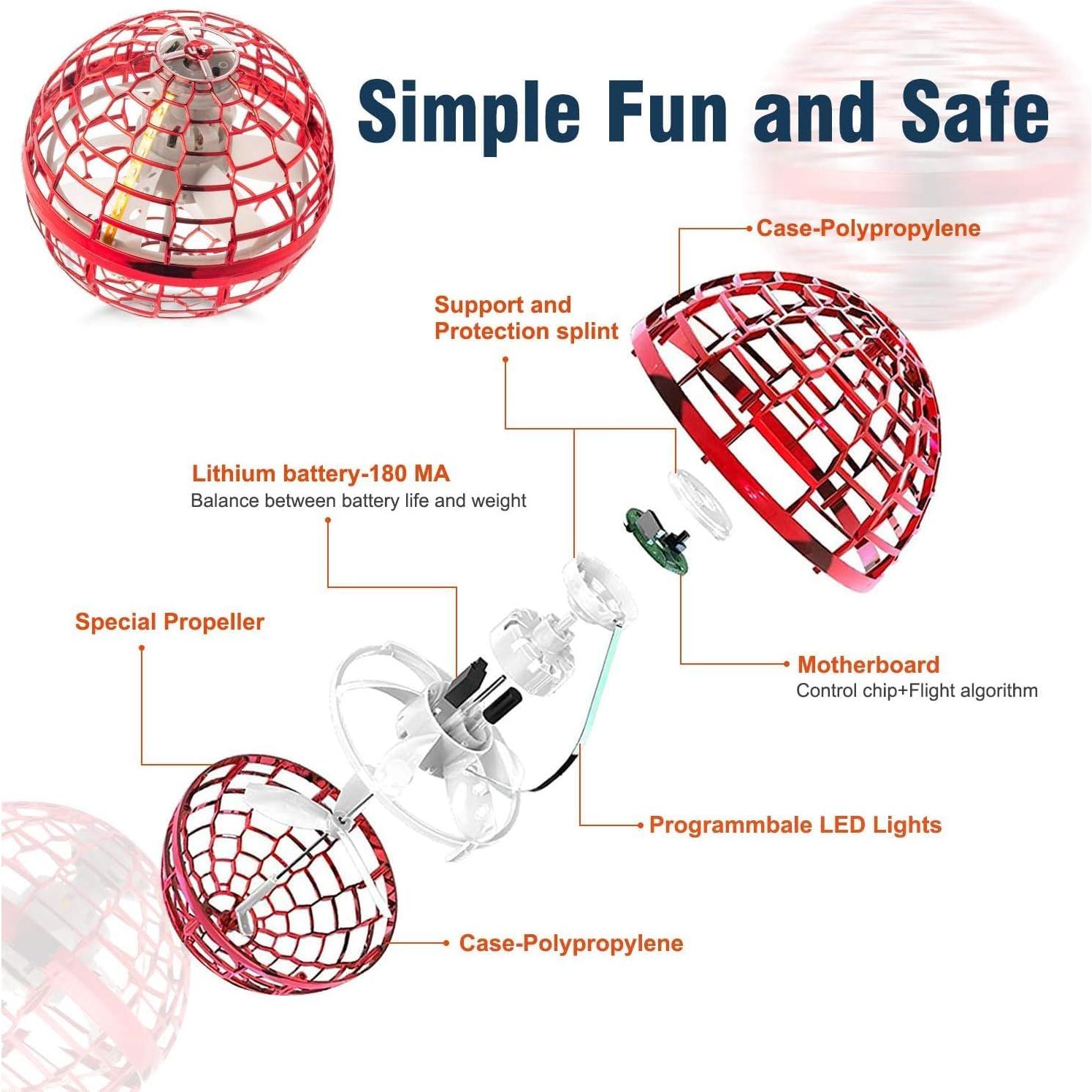 Bola Voladora Hoofun Globo Cósmico LED Rojo 8.5cm