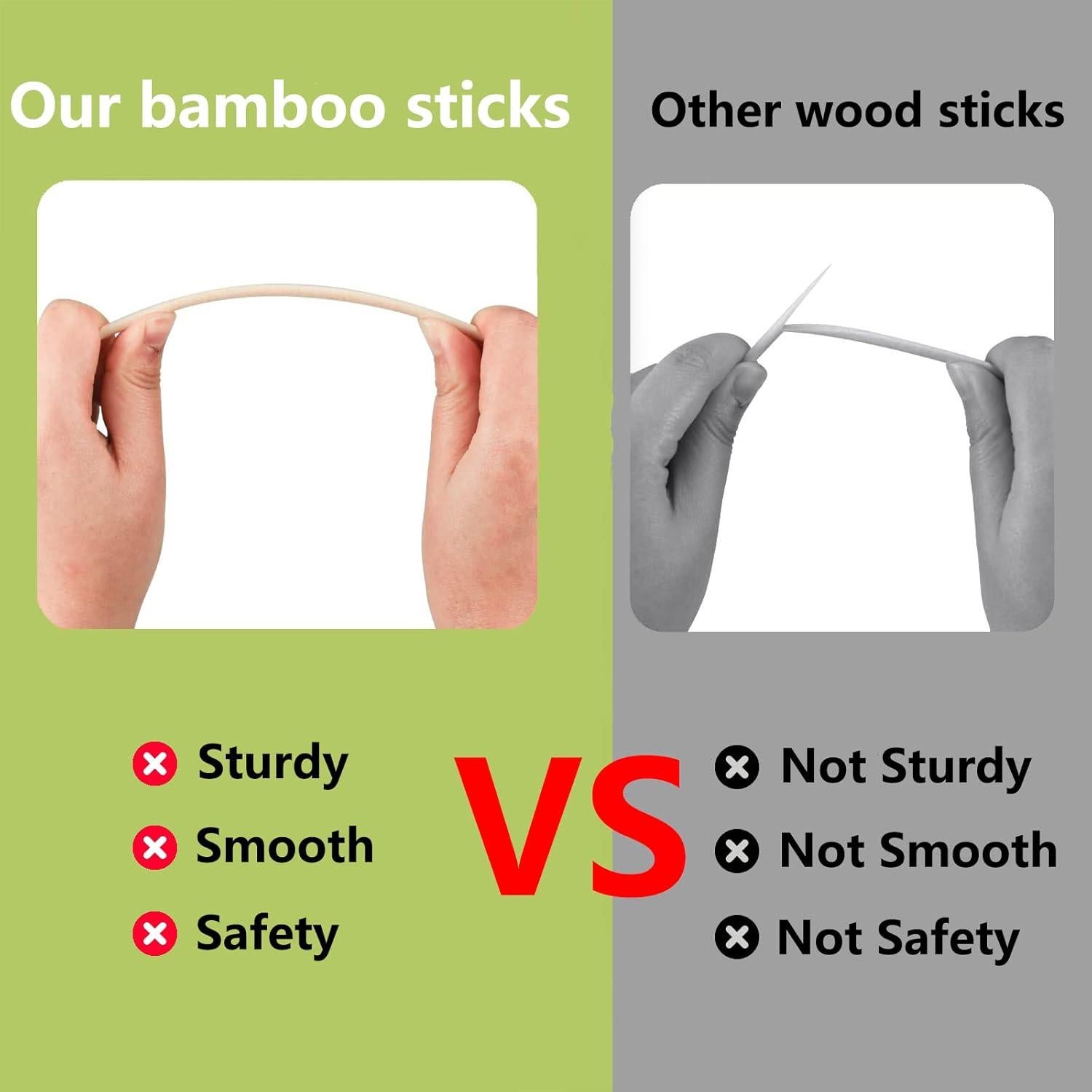 Varillas de Dowel de Bambú 25PCS 30.48cm 1/4" DaTpuik