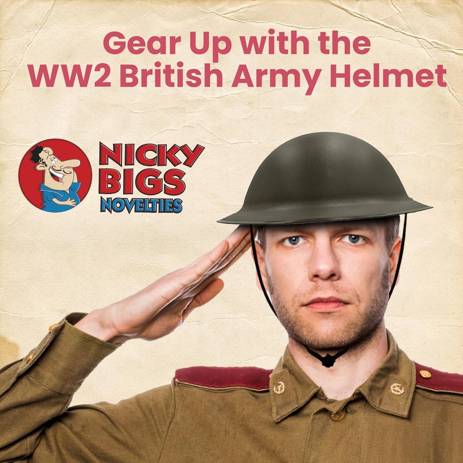 Casco Militar WW2 Nicky Bigs Novelties Verde Oliva Ajustable