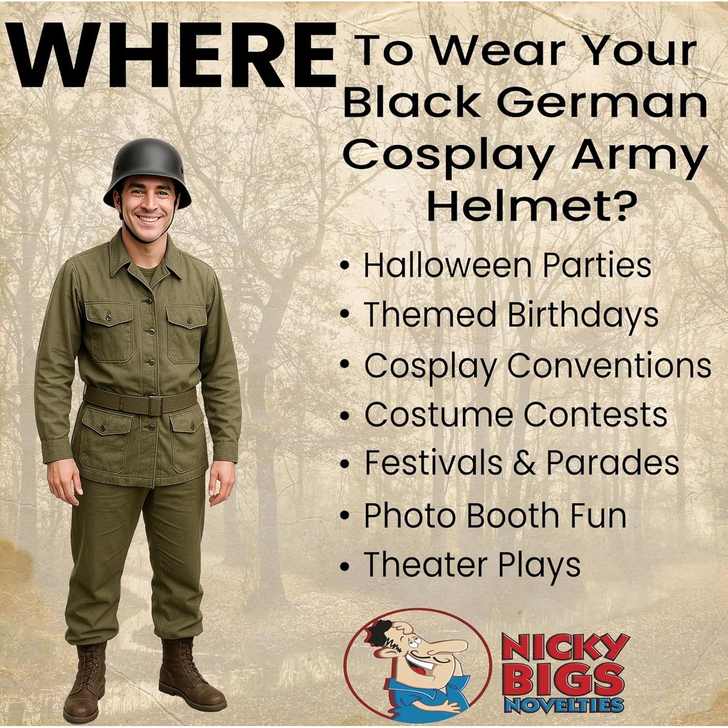 Casco de Plástico Alemán WWII Nicky Bigs Novelties Ajustable