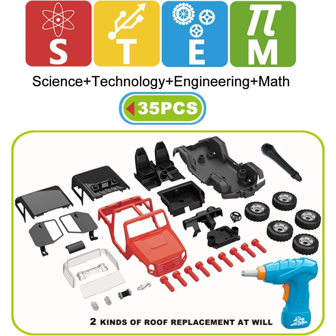 Juguete de Construcción FYD 2en1 Jeep STEM con Taladro 35 Piezas