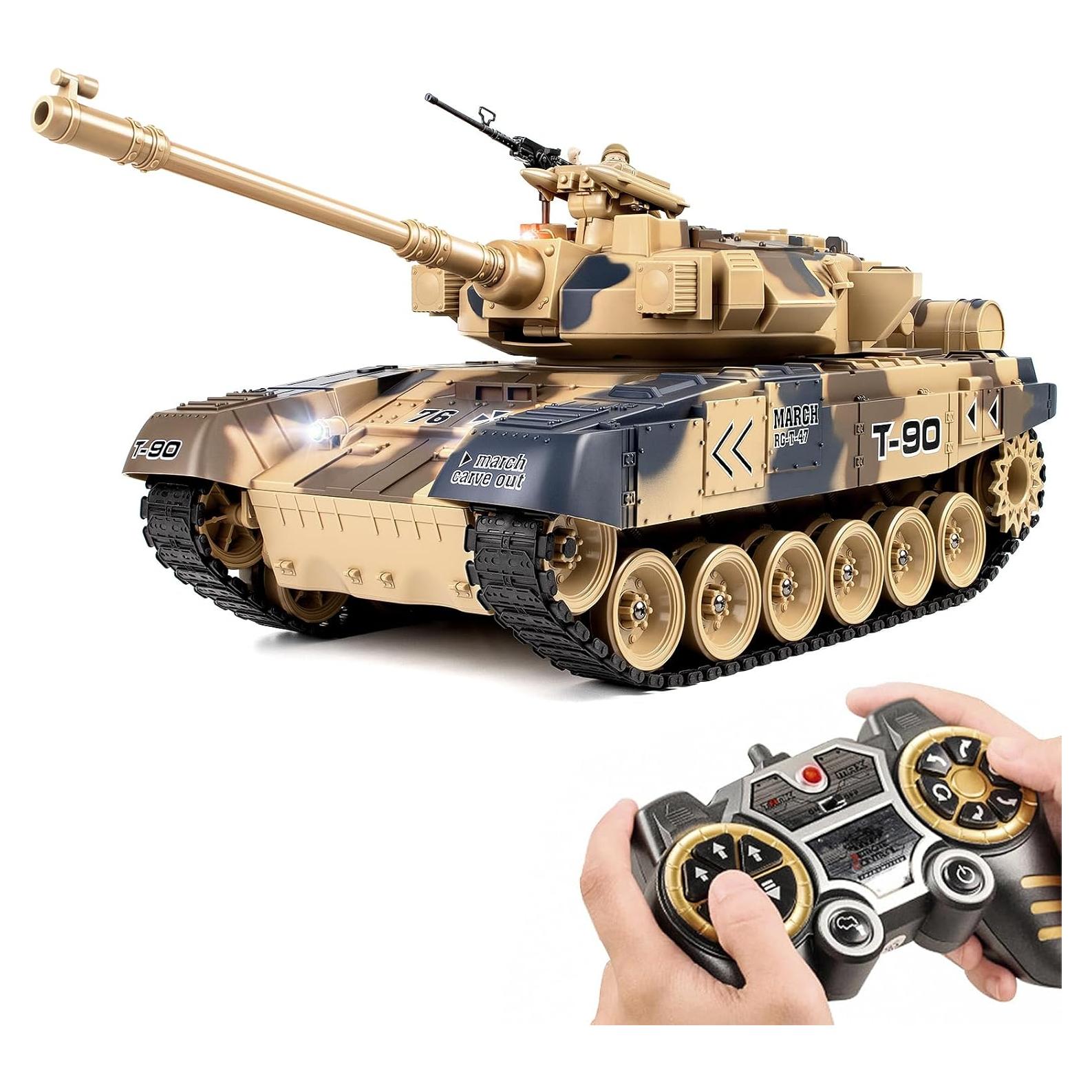 Tanque RC T-90 L-C-F 1:18 Control Remoto con Disparo y Humo