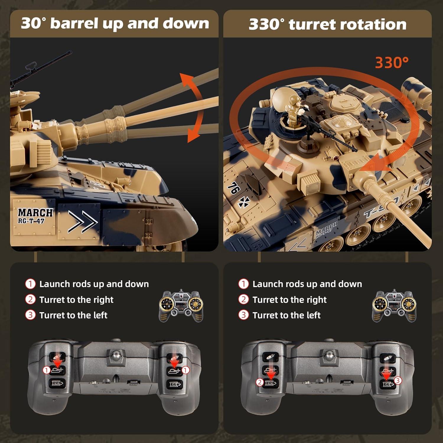 Tanque RC T-90 L-C-F 1:18 Control Remoto con Disparo y Humo