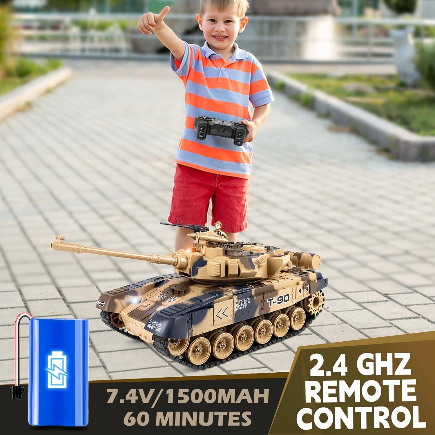 Tanque RC T-90 L-C-F 1:18 Control Remoto con Disparo y Humo