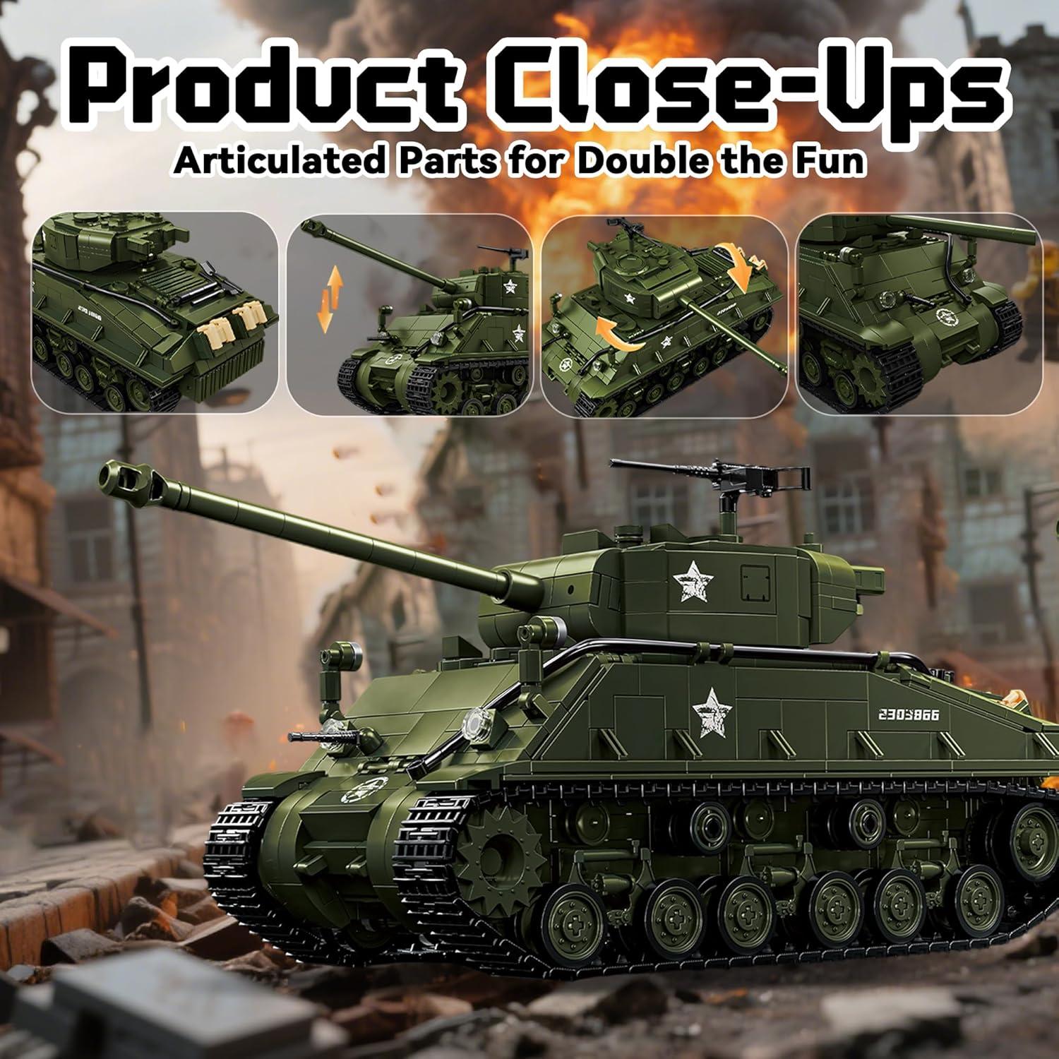 Set de Construcción Tanque M4 Sherman 1:28 - 1682 Piezas