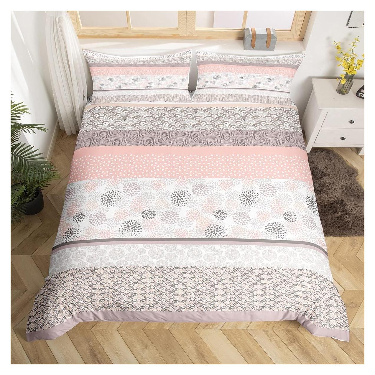 Juego de Ropa de Cama Queen Castle Fairy Rayas Abstractas