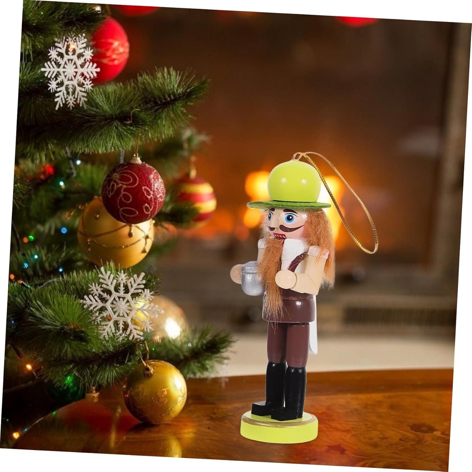 6 Adornos de Cascanueces de Madera para Navidad - Veemoon